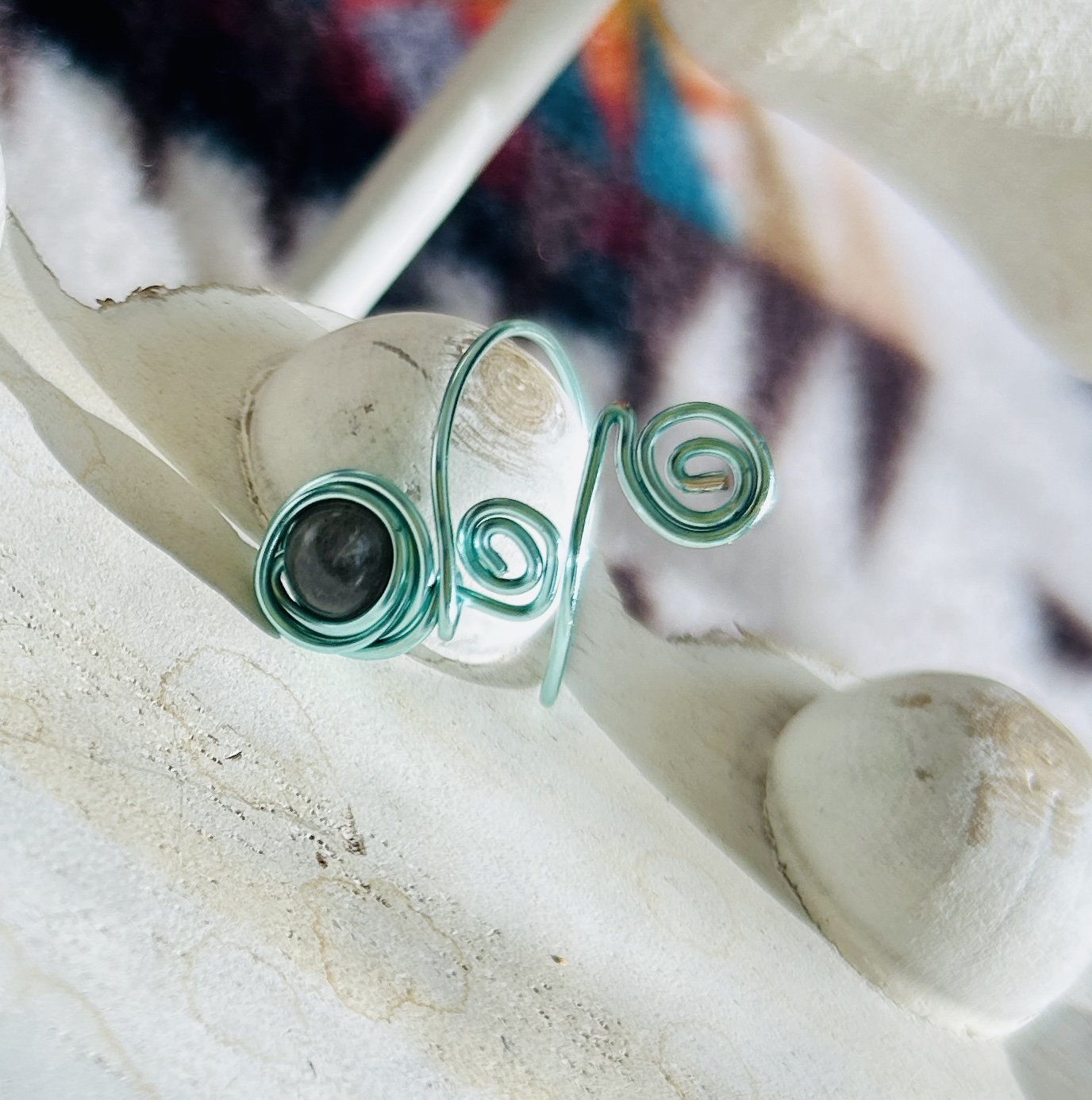 Double Swirl Labradorite Ring