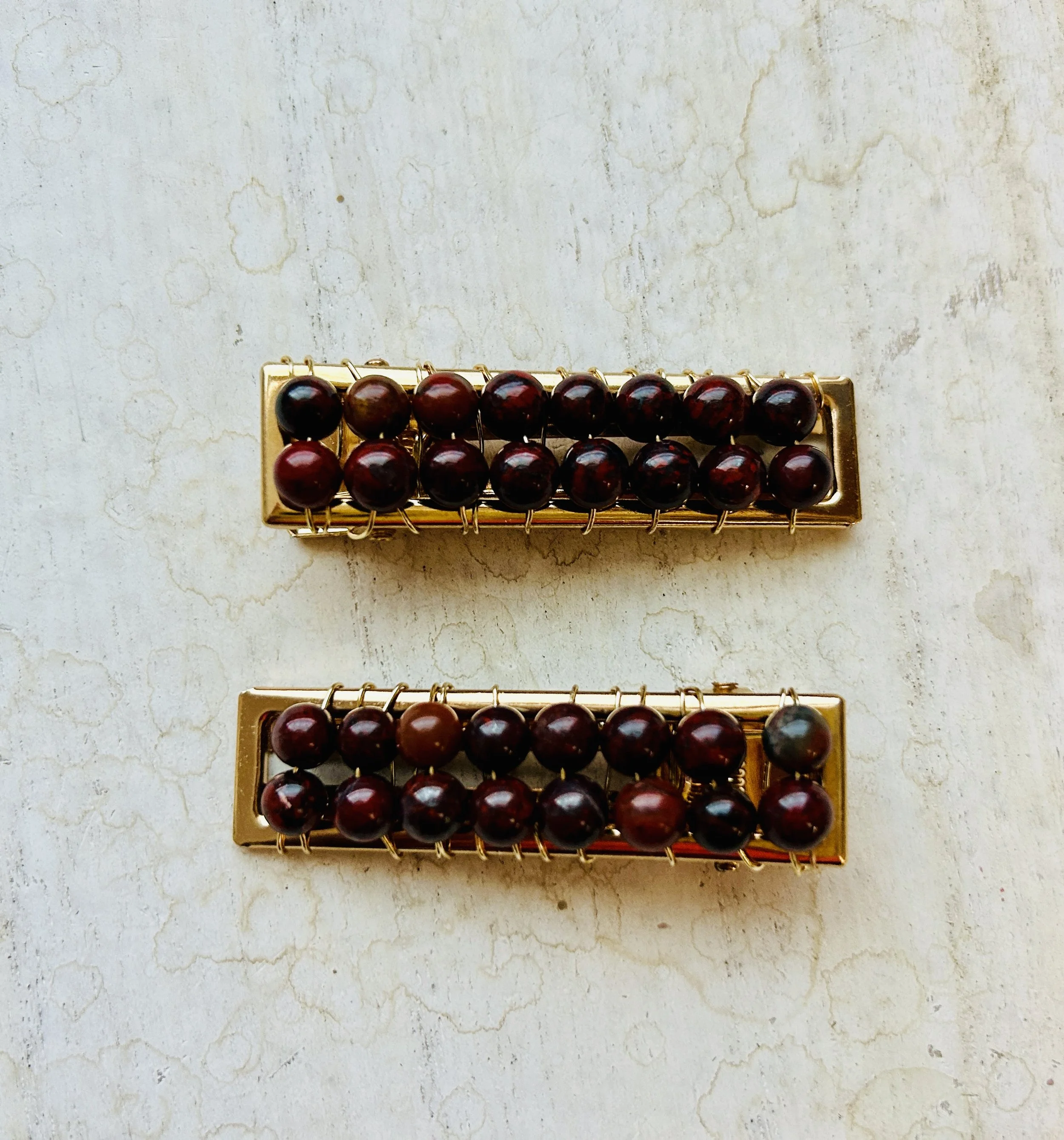 Poppy Jasper Hair Clips