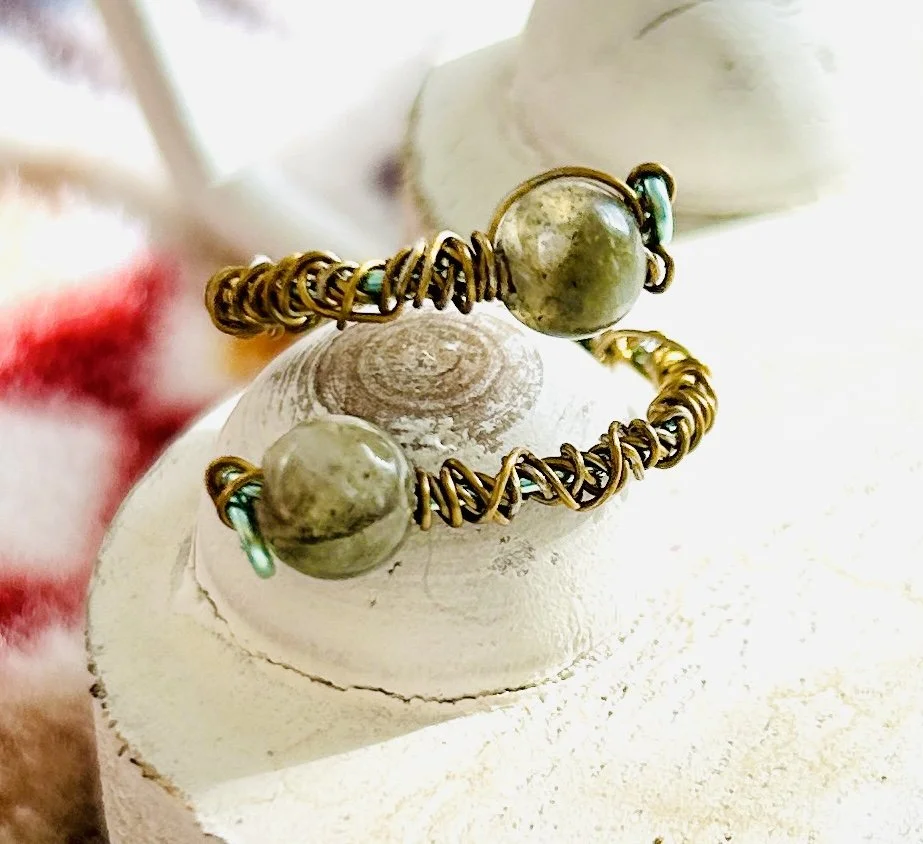 Labradorite Beaded Adjustable Ring