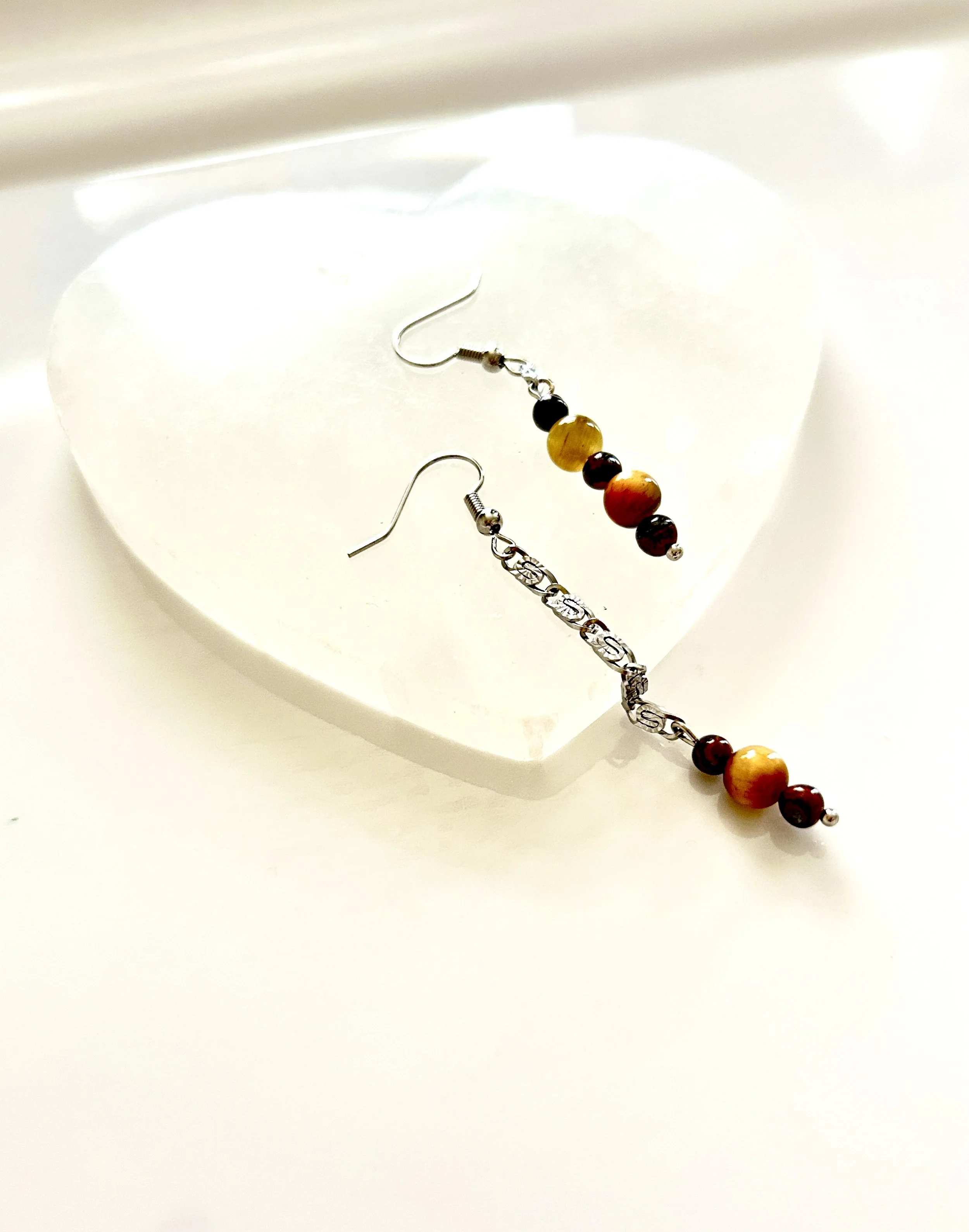 Tiger's Eye Asymmetrical Earrings