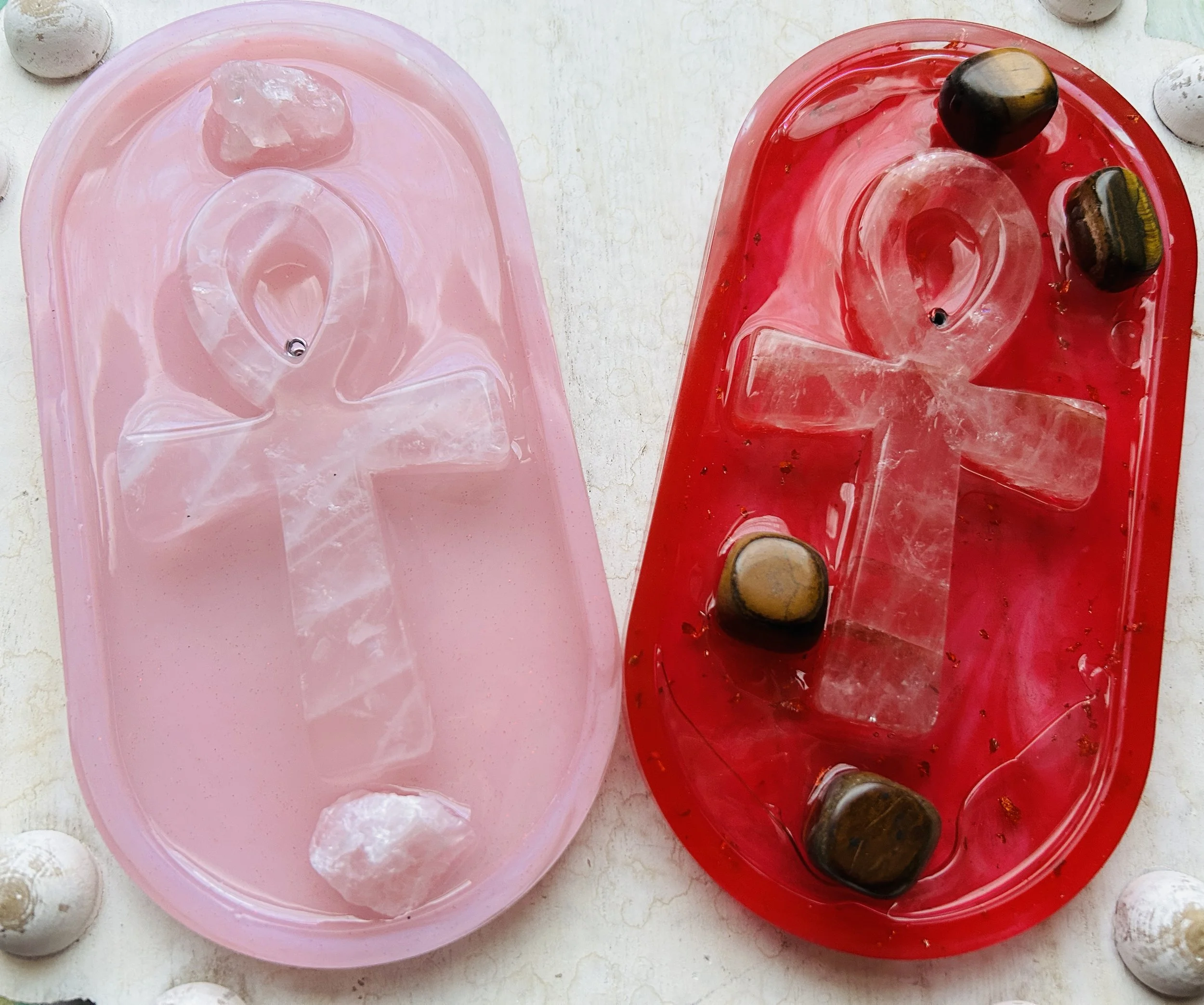 Red And Pink Ankh Incense Holders