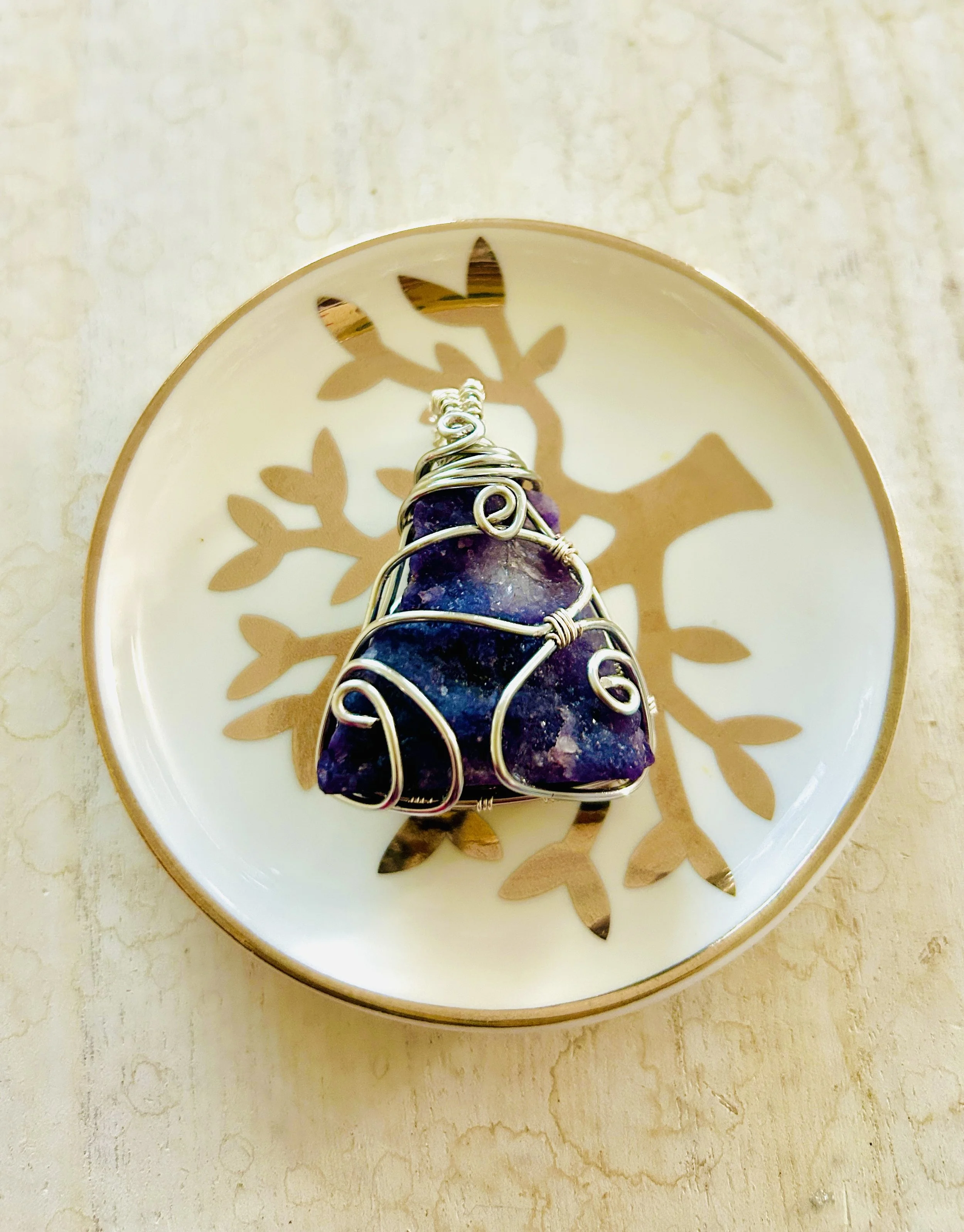 Large Raw Lepidolite Pendant