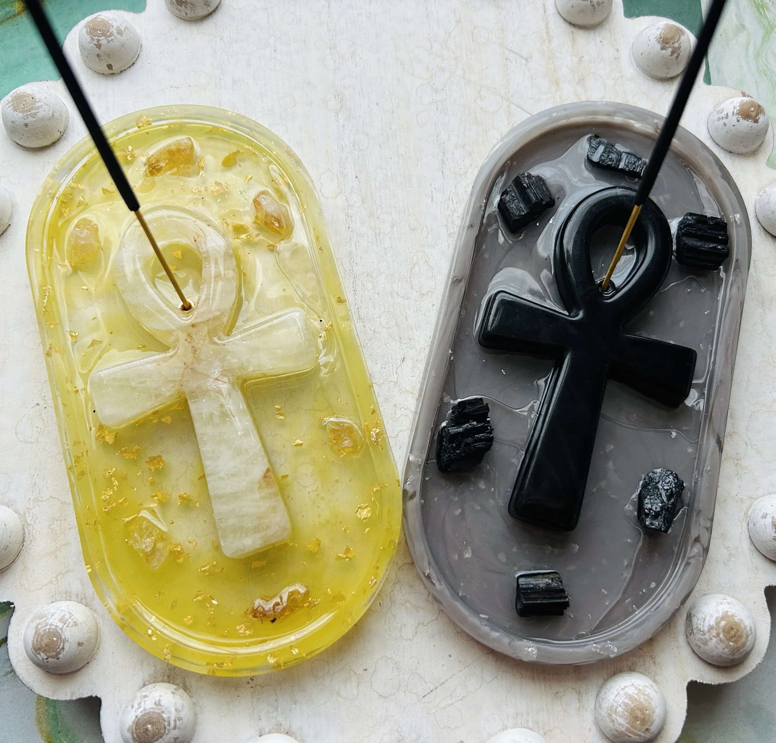 Black And Yellow Ankh Incense Holders