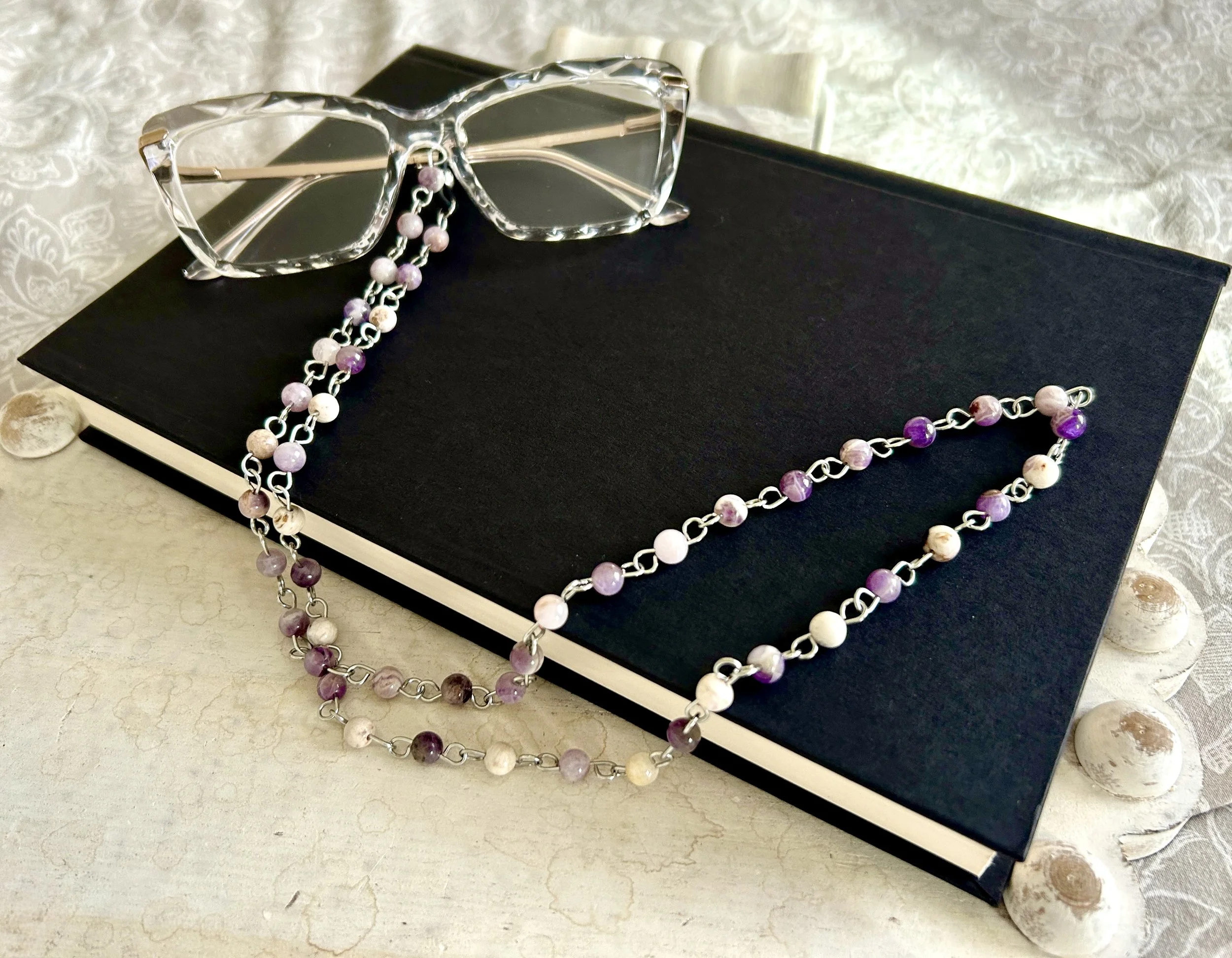 Chevron Amethyst Eyeglass Chain