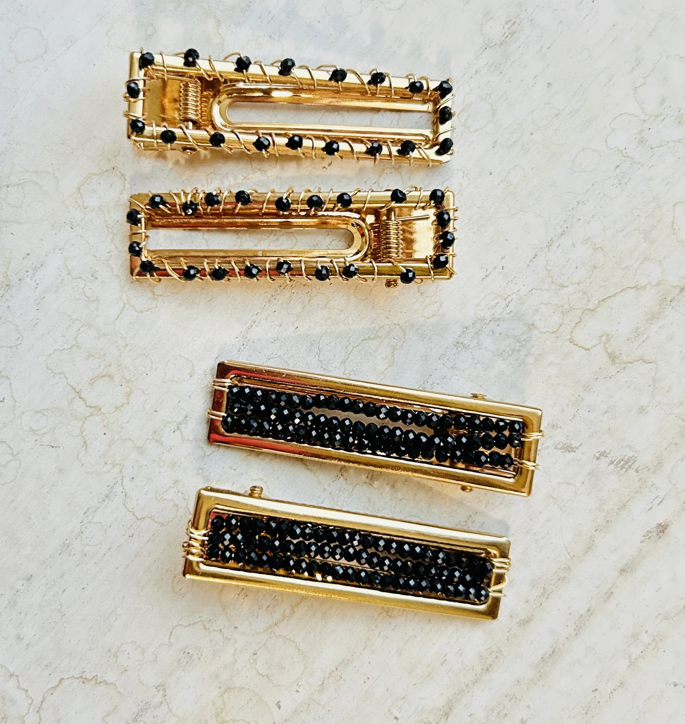 Black Tourmaline Hair Clips