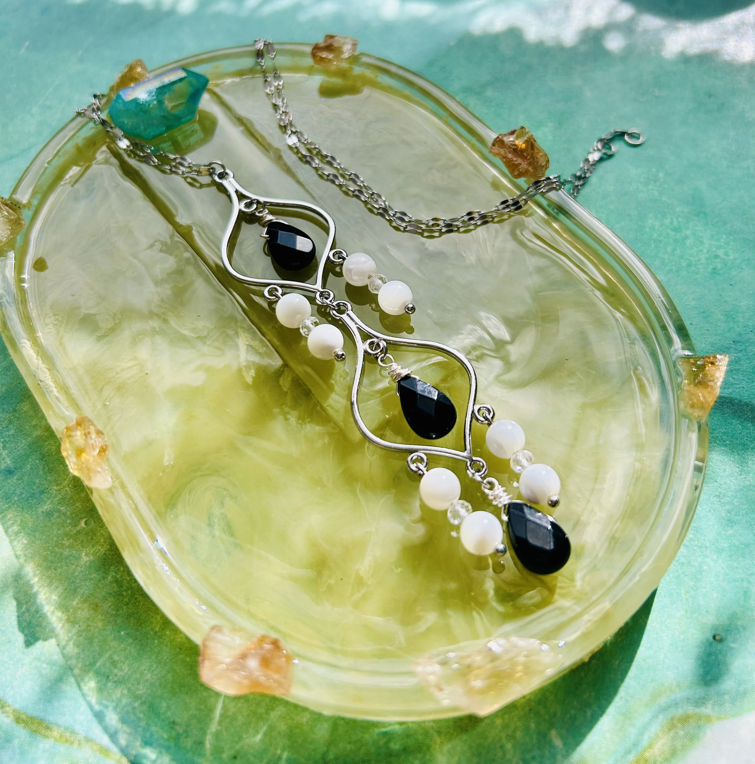 Elegant Black Onyx & Mother of  Pearl Pendant