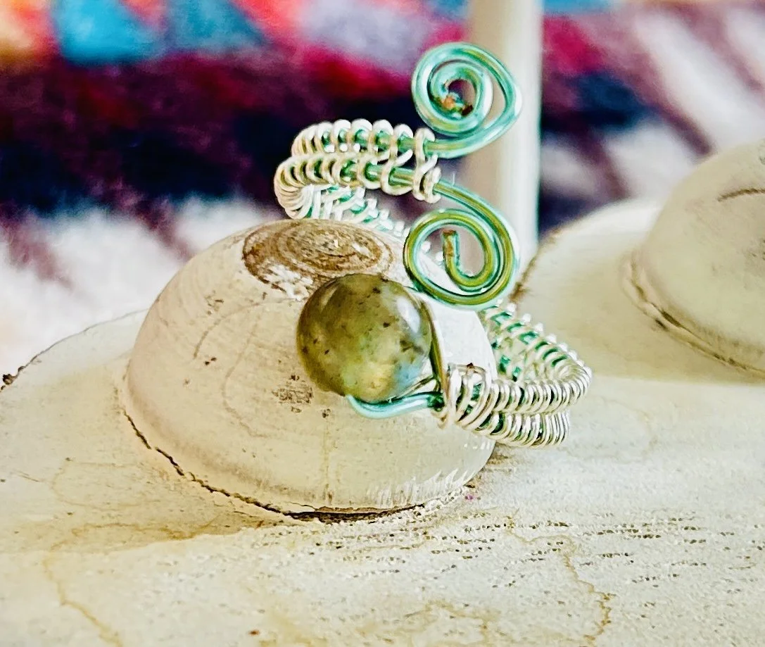 Woven Labradorite Adjustable Ring