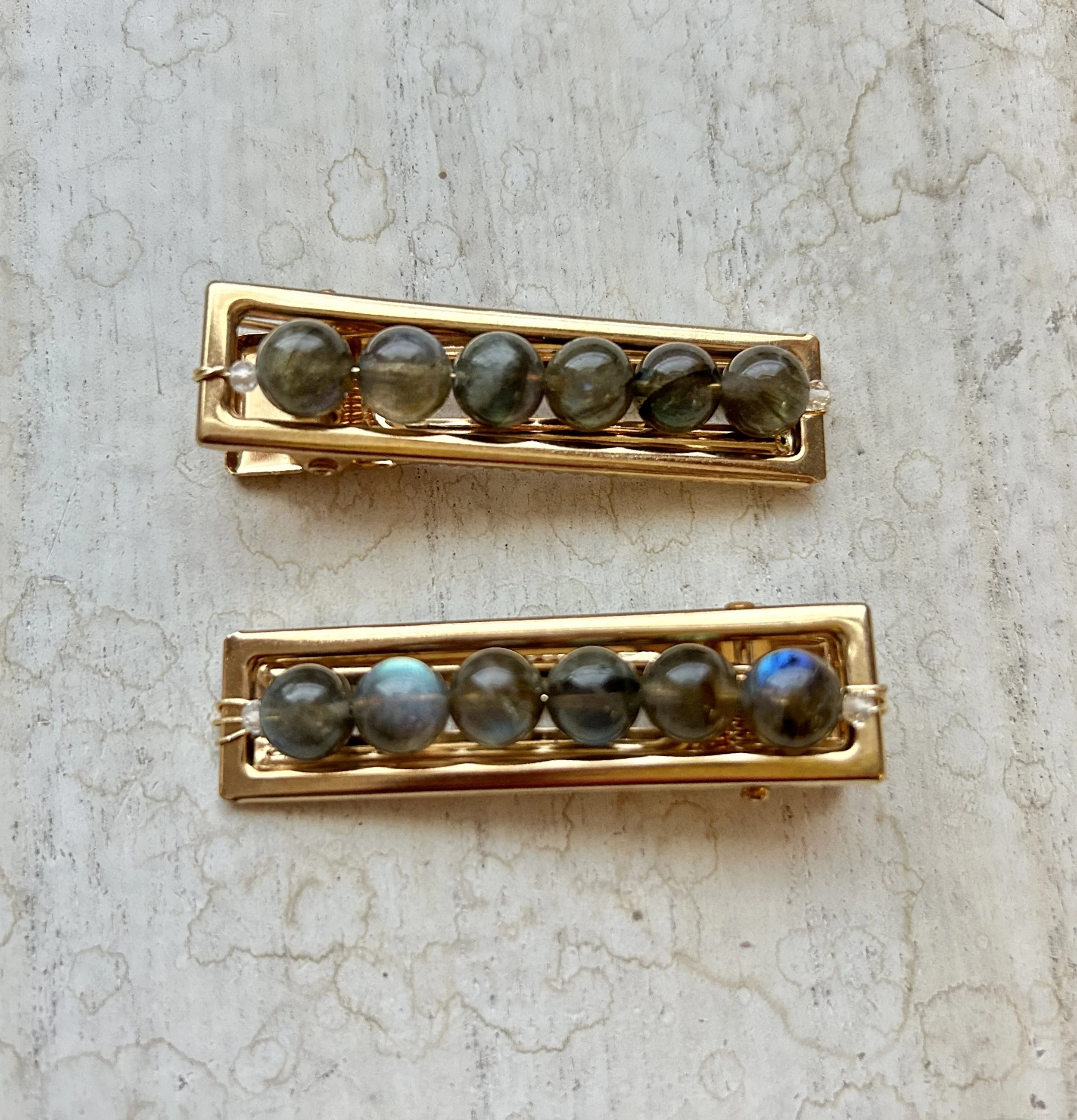 Labradorite Hair Clips