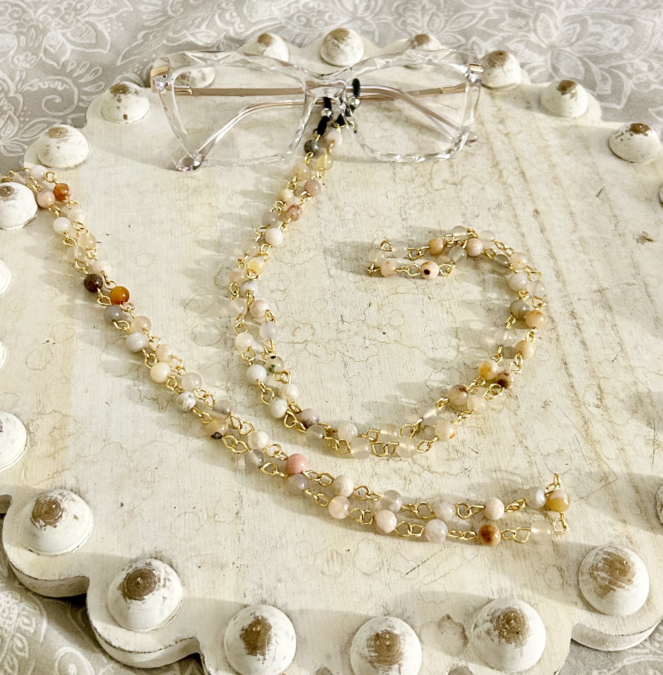 Flower Agate Eyeglass Chain
