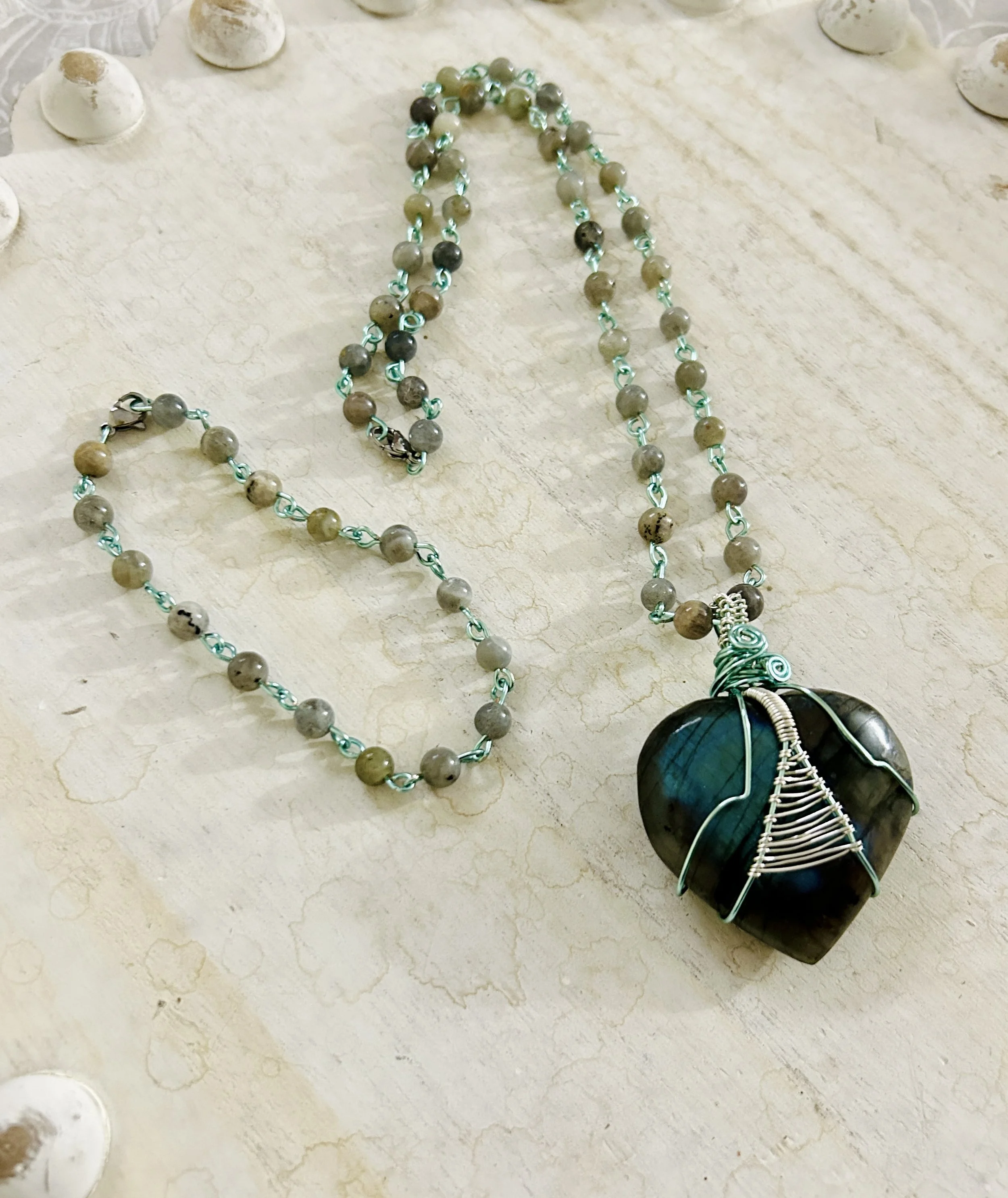 Labradorite Heart Jewelry Set