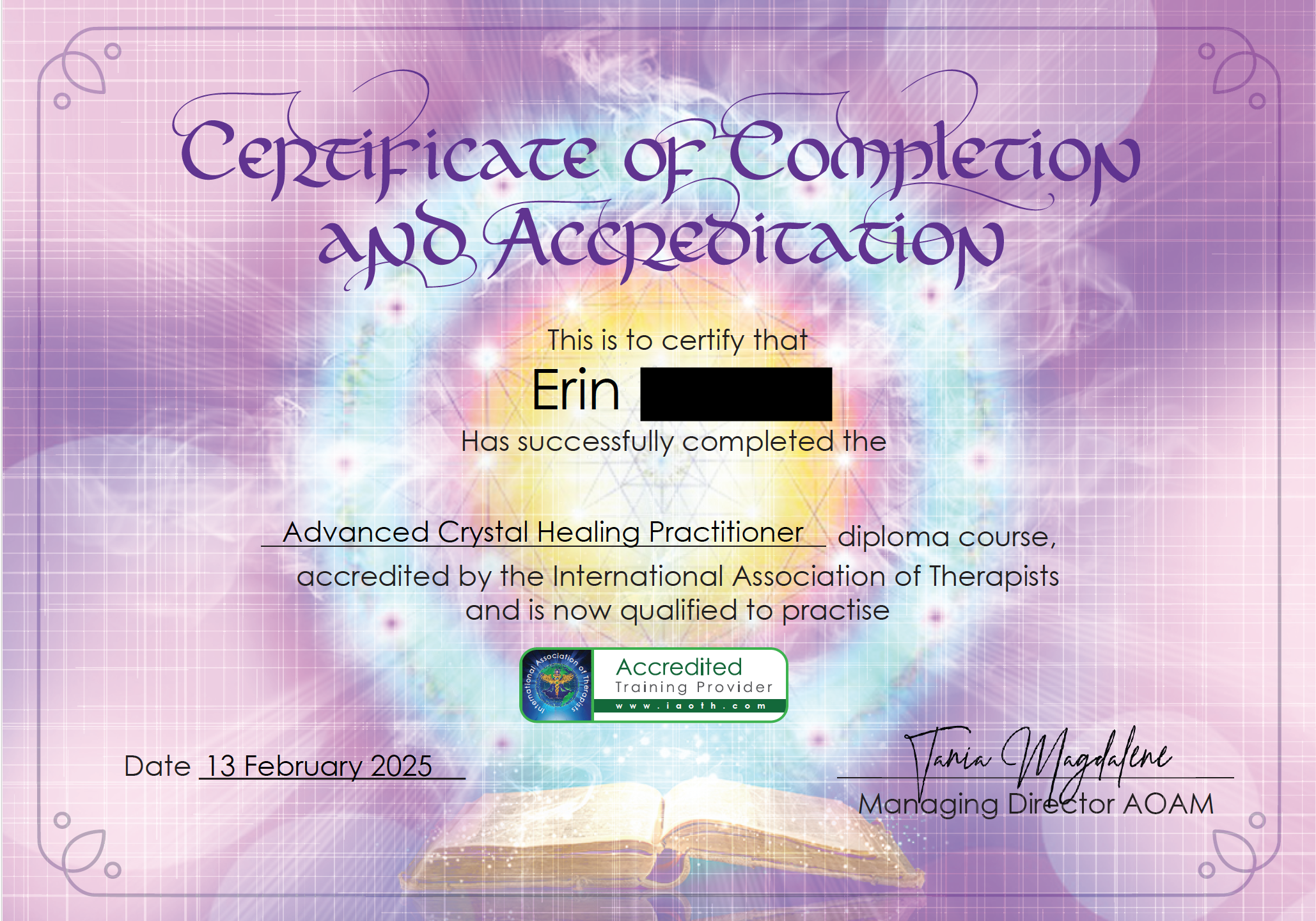 Advanced Crystal Healing Practitioner Certificate