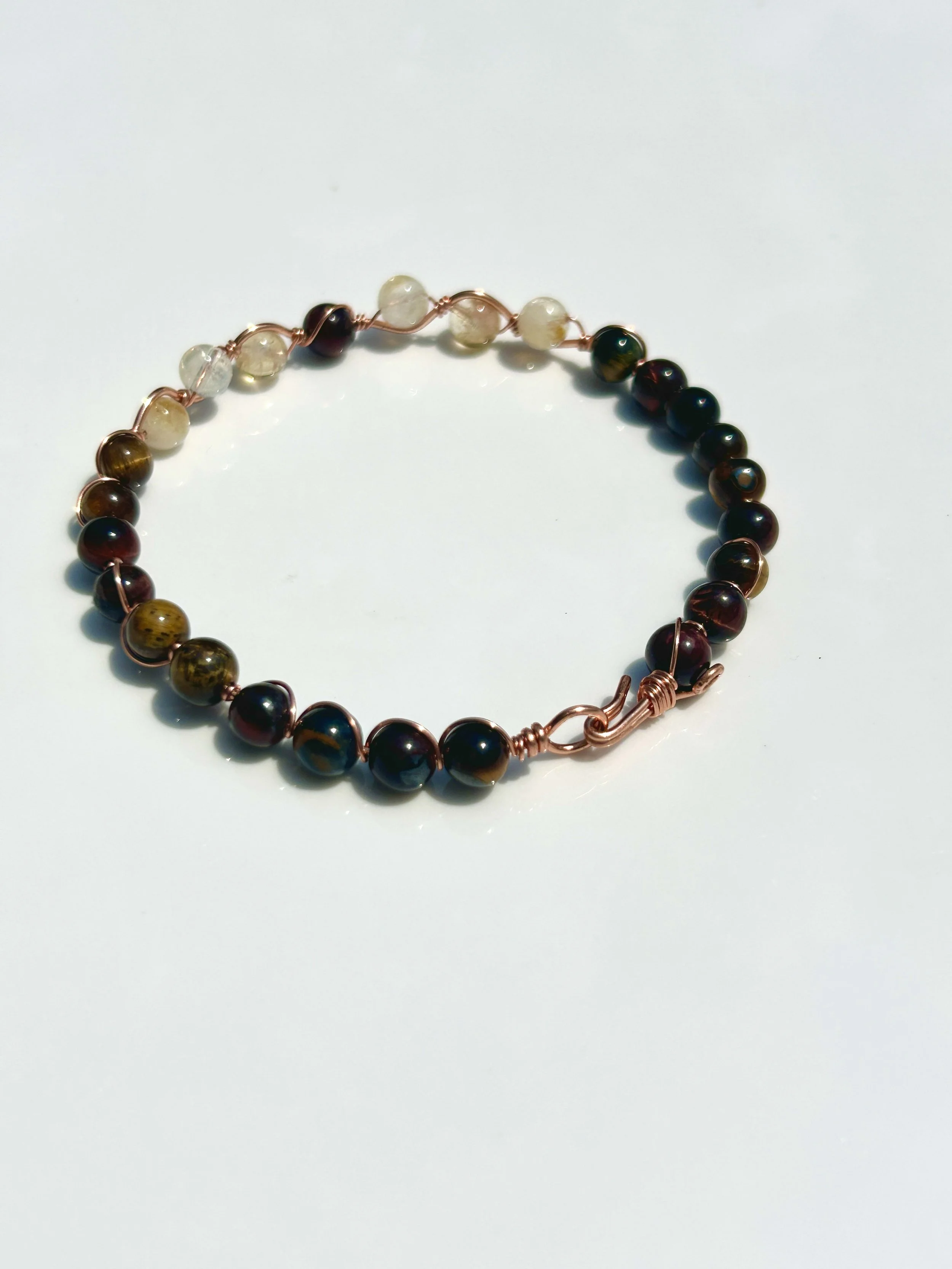 Tiger's Eye & Citrine Copper Bracelets