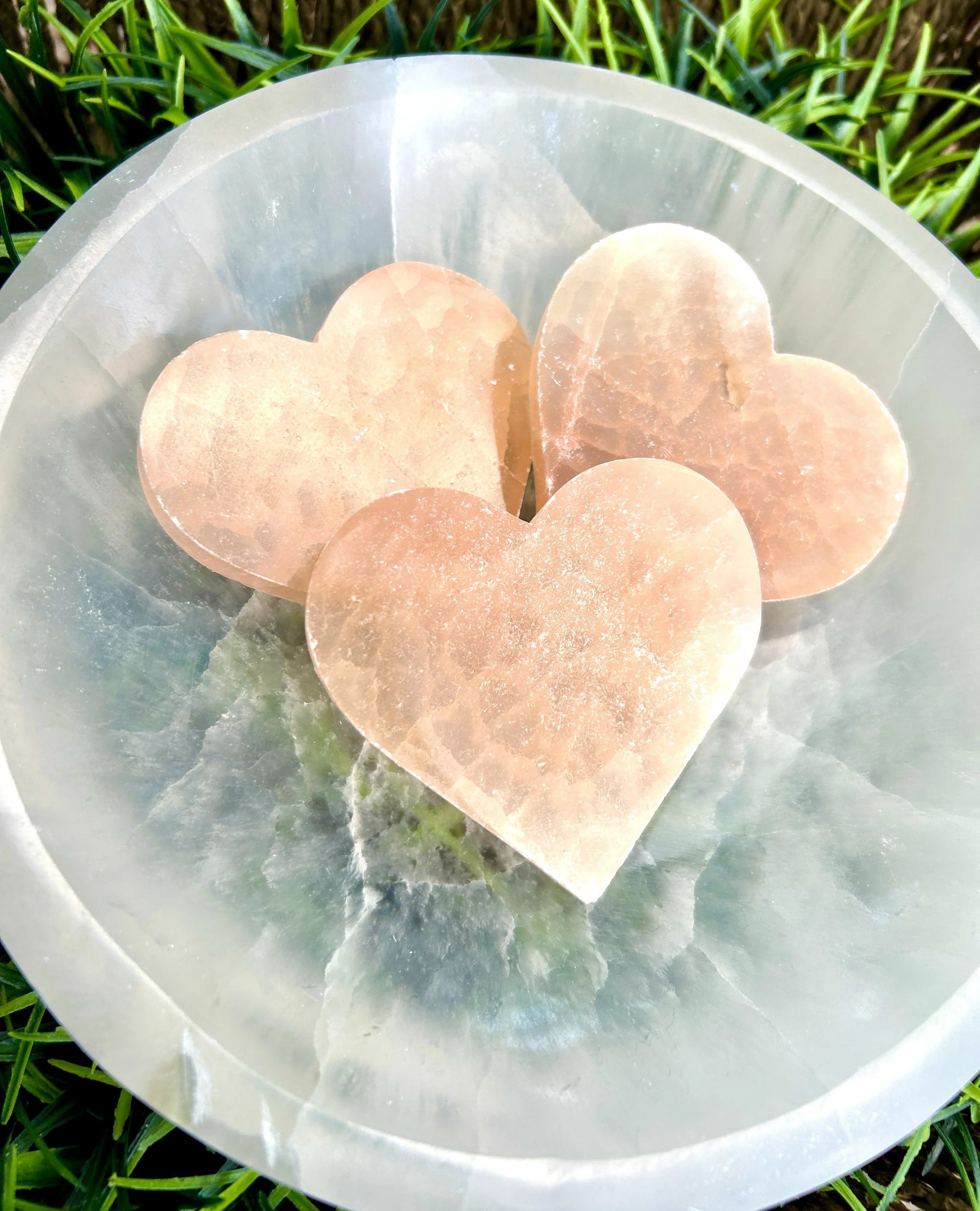 Orange Selenite Heart Charging Plate