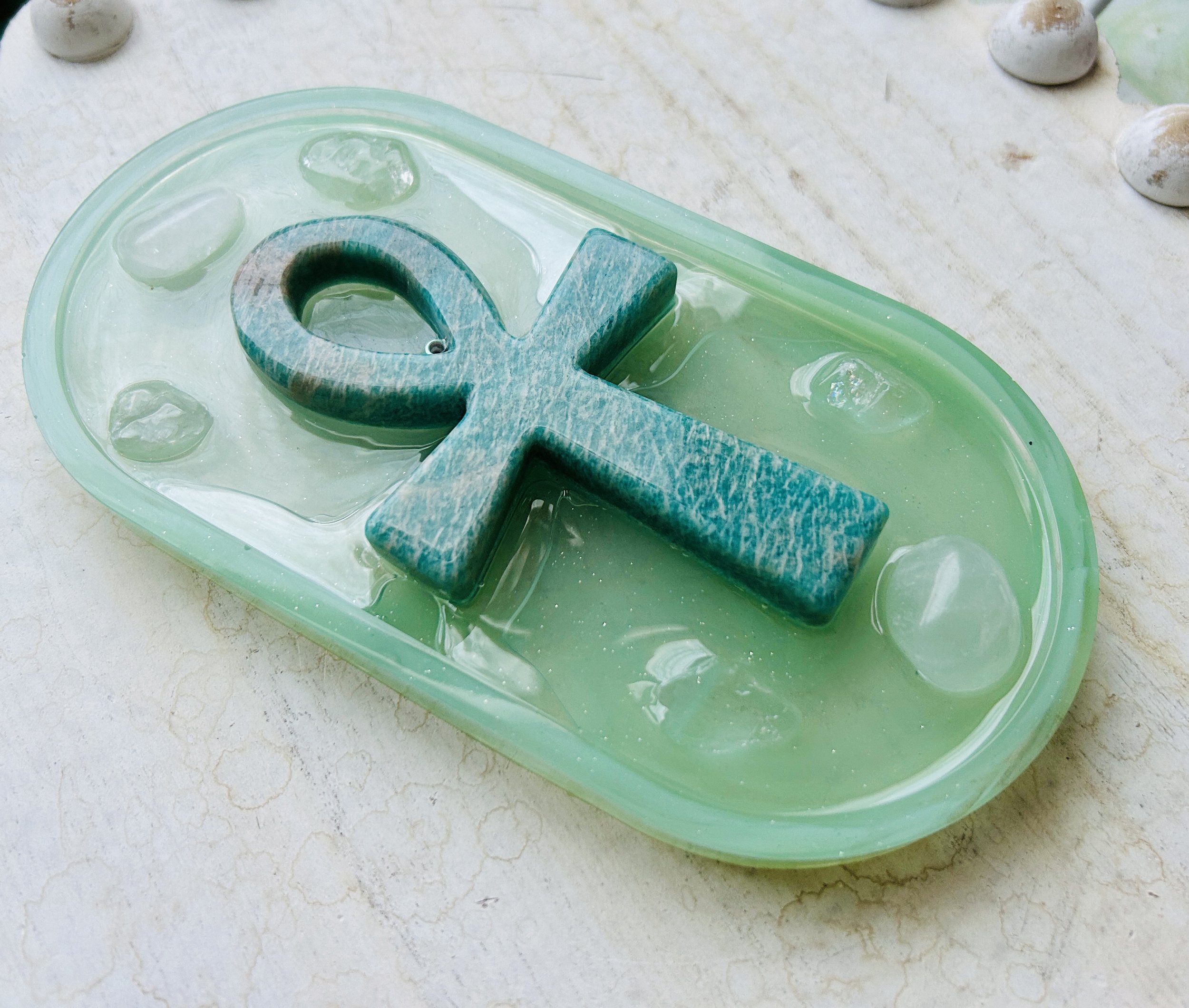 Amazonite Ankh Incense Holder