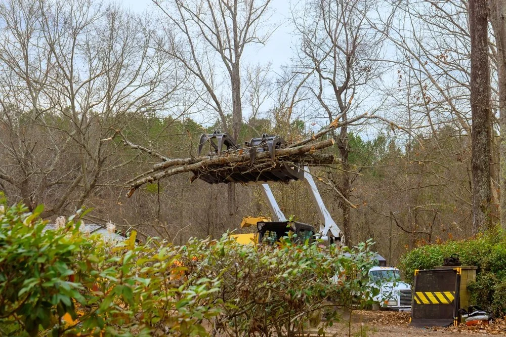 heavy equipment removing storm debris from job site in Louisiana
