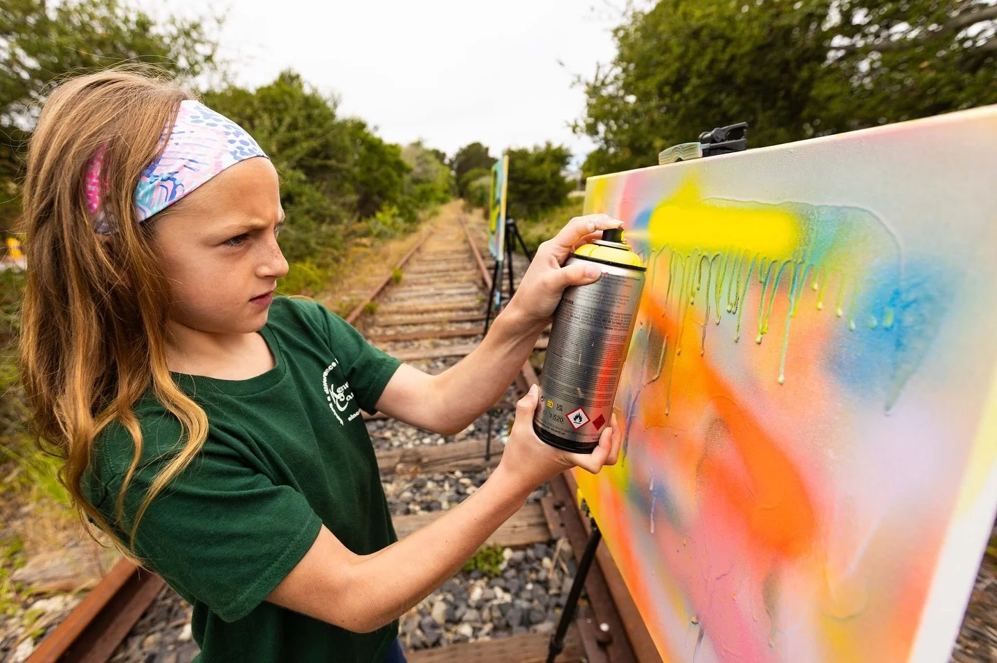 More photos from yesterday of &ldquo;Street Art&rdquo; week one at the School of Psychogeographic Arts in Seascape Village, Aptos. Students spent a morning session creating graffiti art outside, incorporating it into their outdoor walking art routine