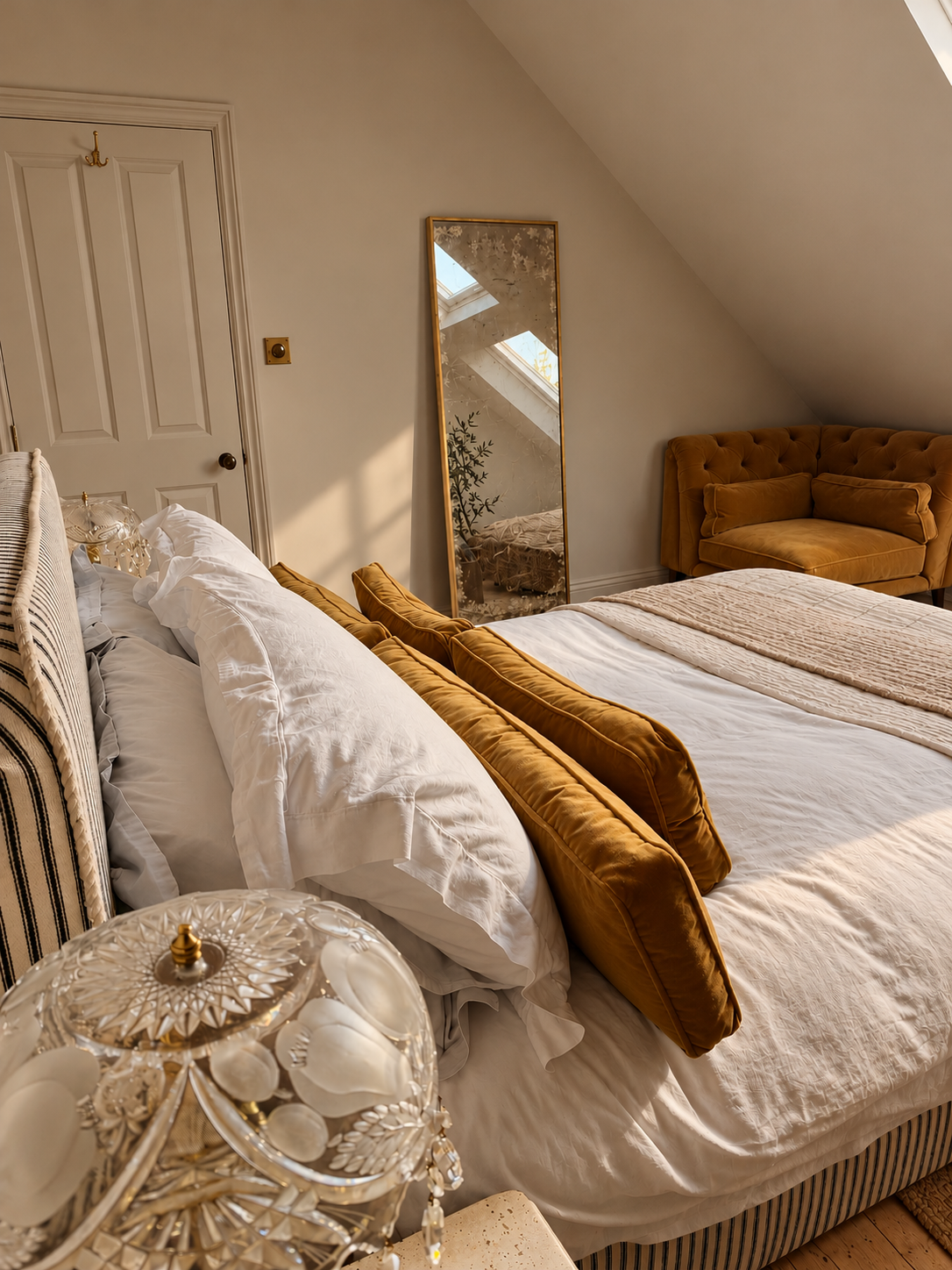 After - a spare bedroom in the eaves of the house offers a comforting extra bedroom for guests 