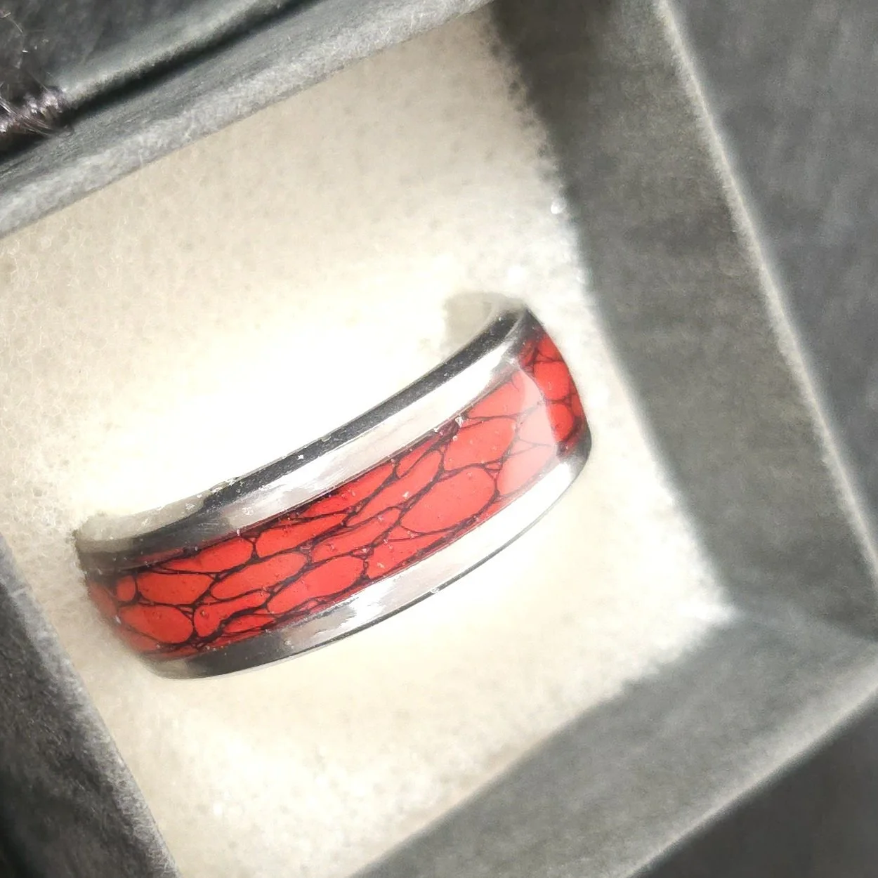 Bague Acier Inoxydable Rouge Noir