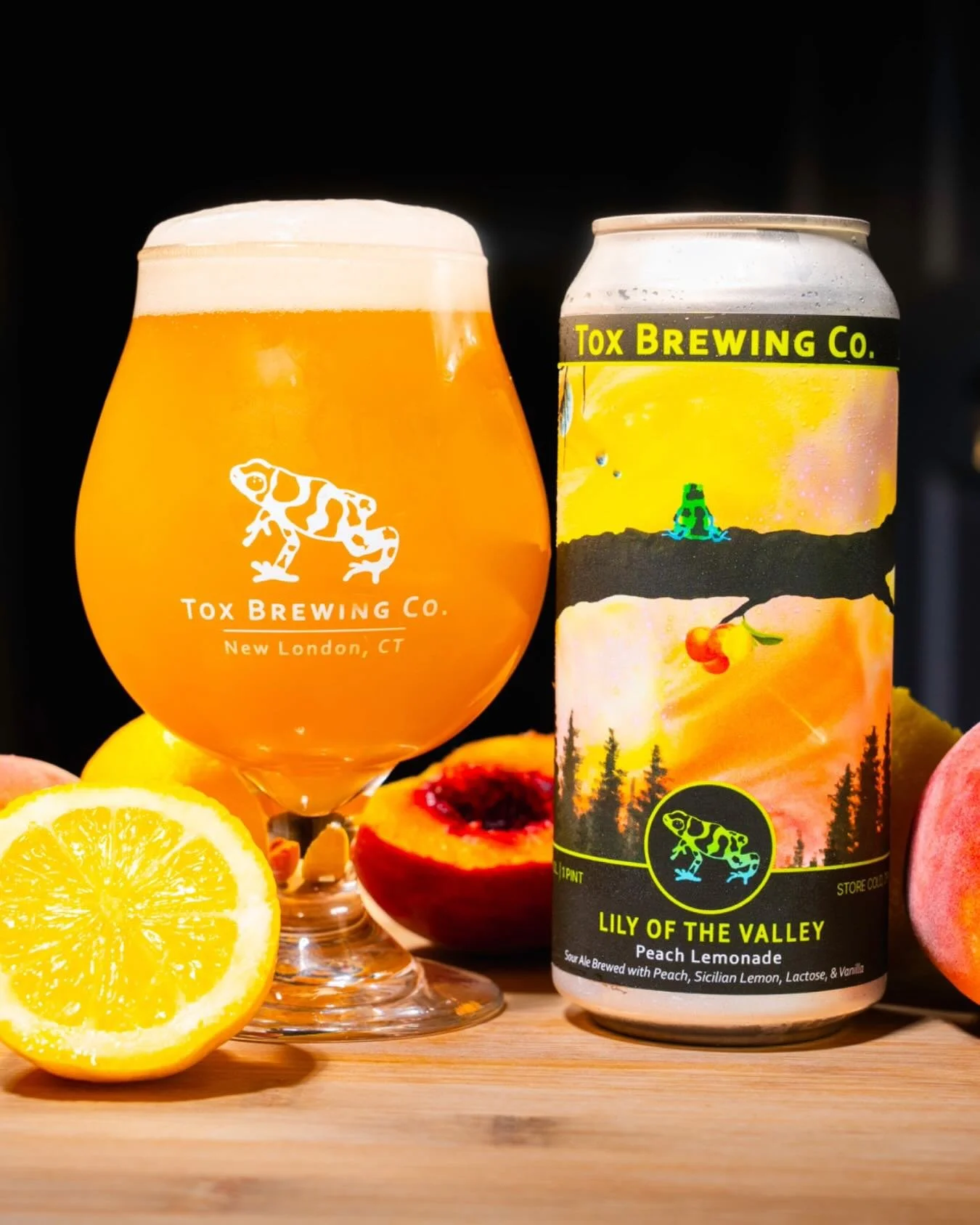 We decided to sneak in one more late summer themed Lily of The Valley. Peach harvest in New England spans from early August to early September, so we thought we would try a Peach Lemonade version. Our signature wheated fruited sour with Peach, Sicili