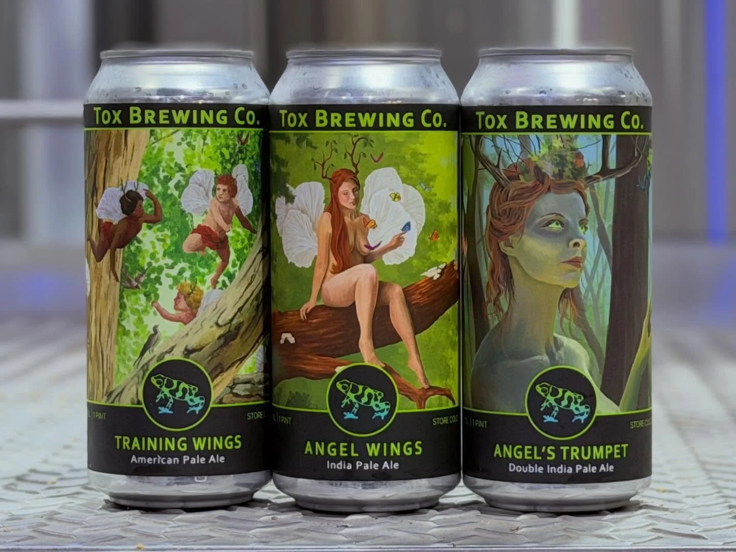 The gang's all here!

We have fresh batches of Training Wings Pale Ale, Angel Wings IPA, and Angel's Trumpet Double IPA. If you've never tried them all together, now's your chance to experience our best Citra and Mosaic selections across a variety of