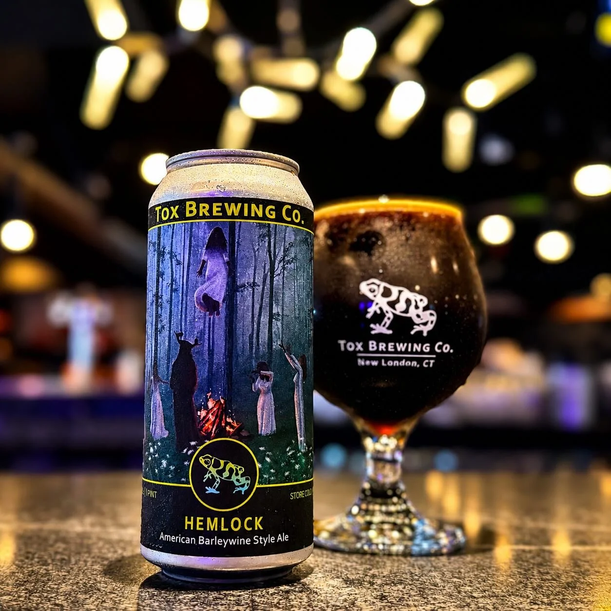 We just tapped a single keg of Hemlock, our 12% Hybrid Style Barleywine. In the middle of winter we brewed a big barleywine, most of which went into bourbon barrels for who knows how long. It is concocted with primarily Maris Otter malt. After severa