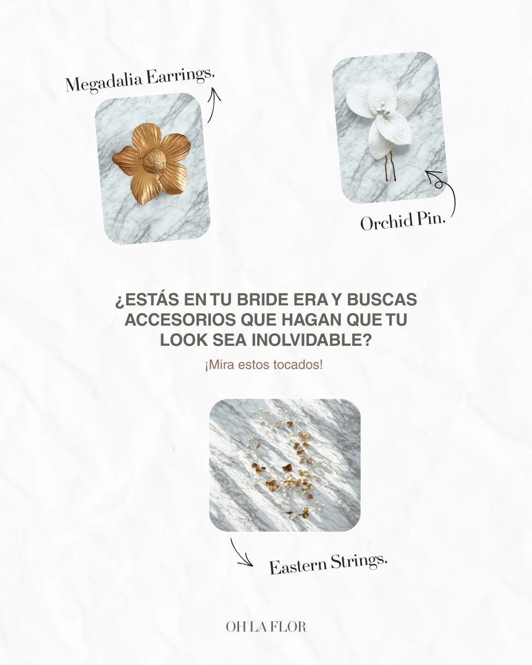 Descubre nuestra selecci&oacute;n de tocados:⁠
⁠
⚪ Orchid Pin: horquilla con dalia de porcelana, cuya delicadeza permite colocarla a un lado o integrarla en un semirrecogido, aportando un toque rom&aacute;ntico y sofisticado que acompa&ntilde;a cada 
