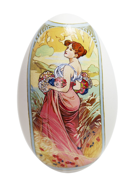 Quatre saisons – L’été, motif acrylique sur oeuf d’oie – hauteur env. 10 cm