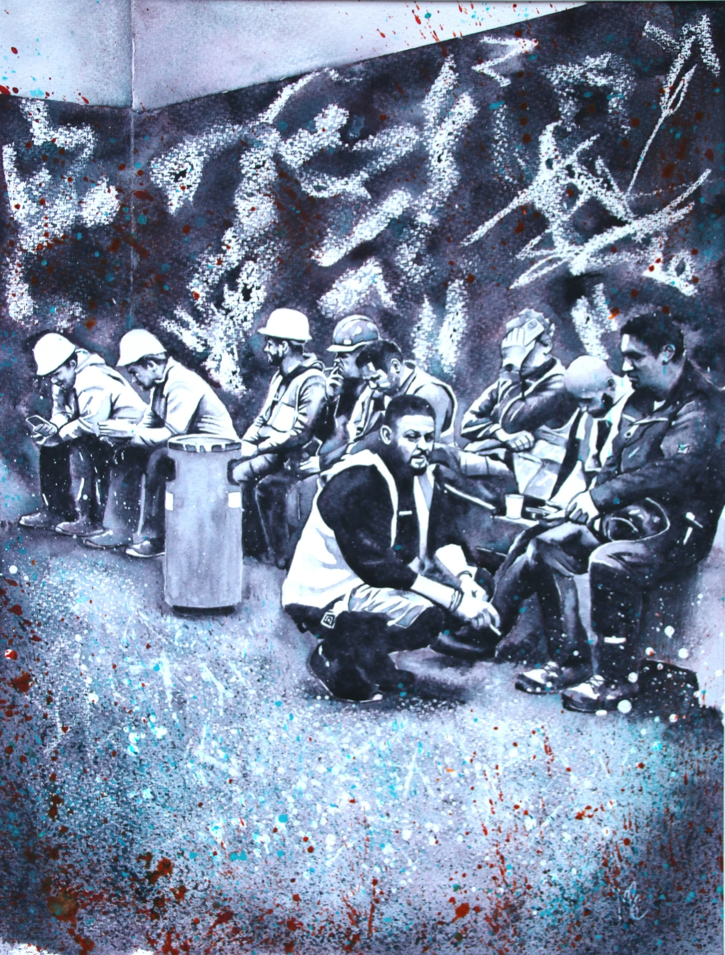 Travailleurs en pose 1 (L40 x 50cm)