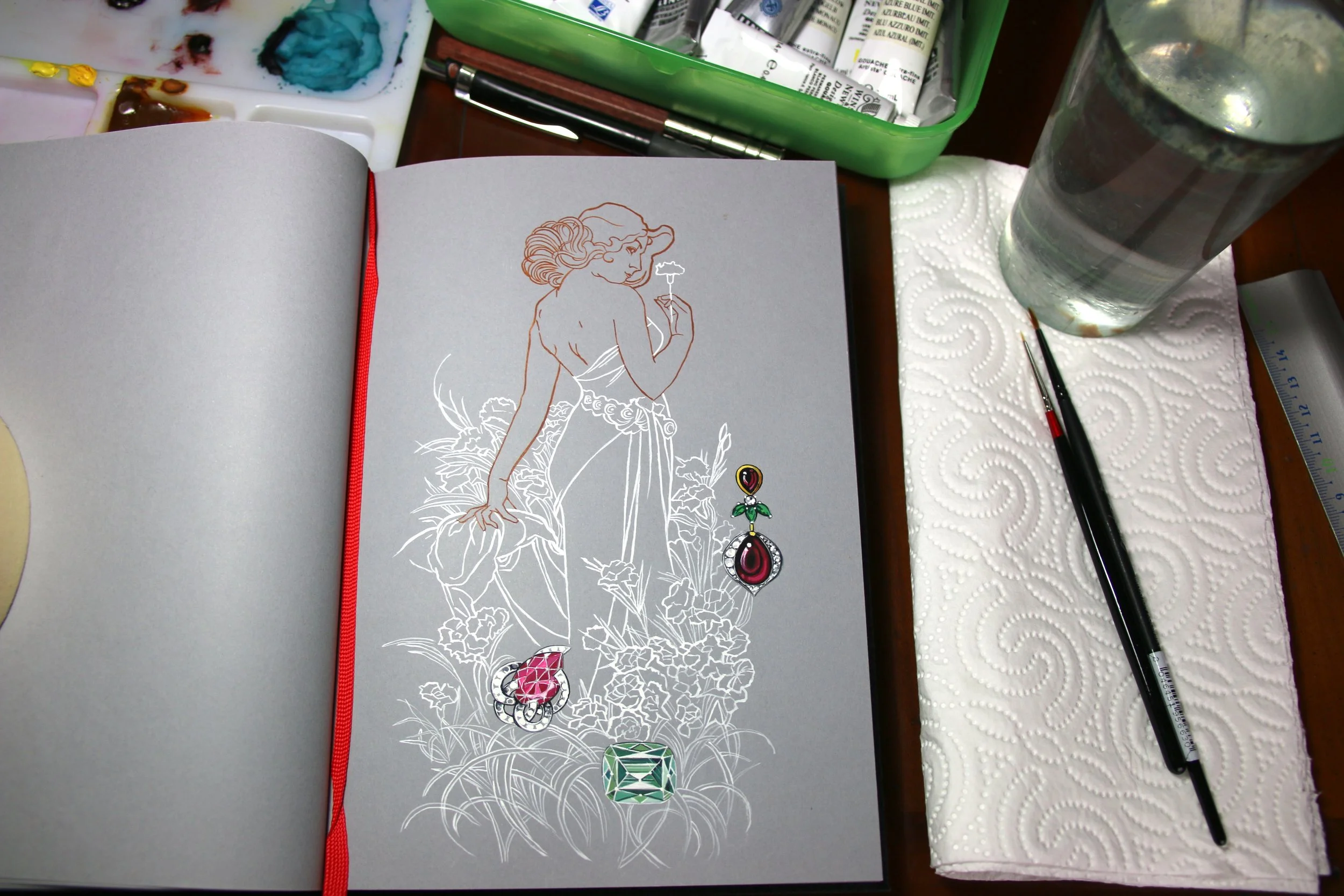 Dessin gouache bijoux 6