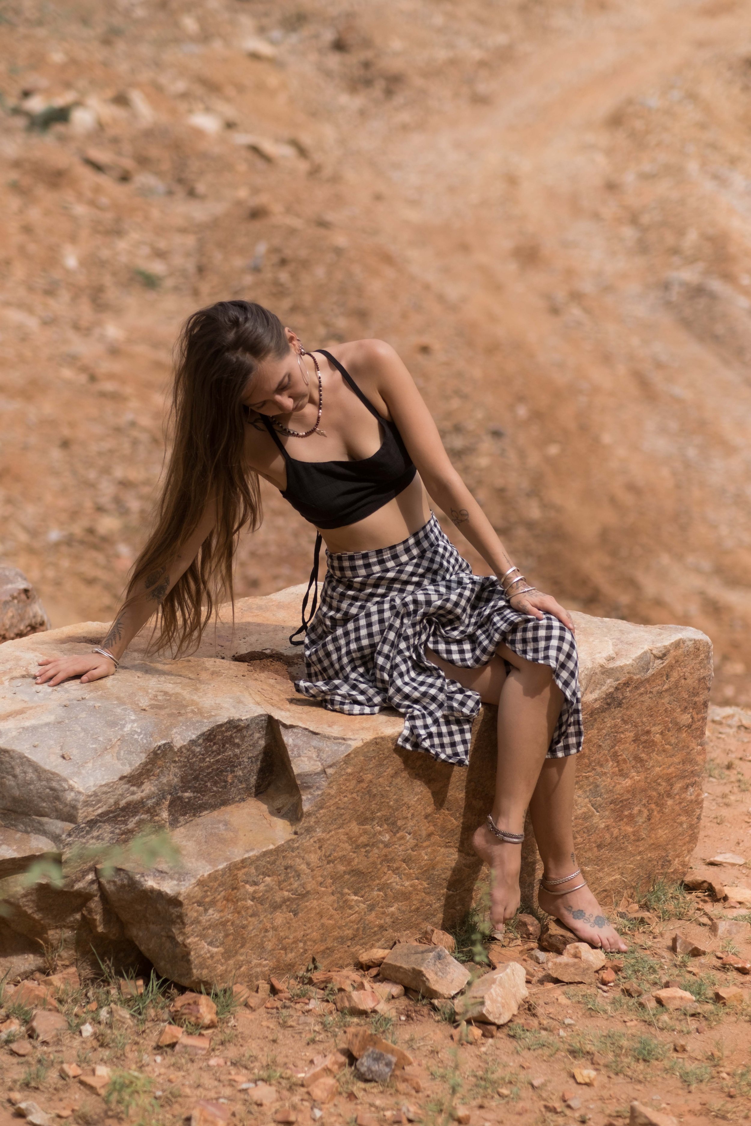 Haru Skirt black & white gingham