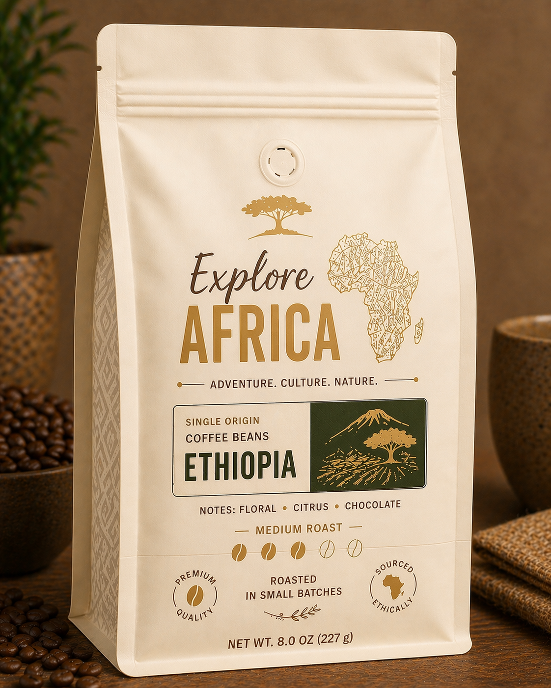 Explore Africa Ethiopian Roasted  Coffee Beans