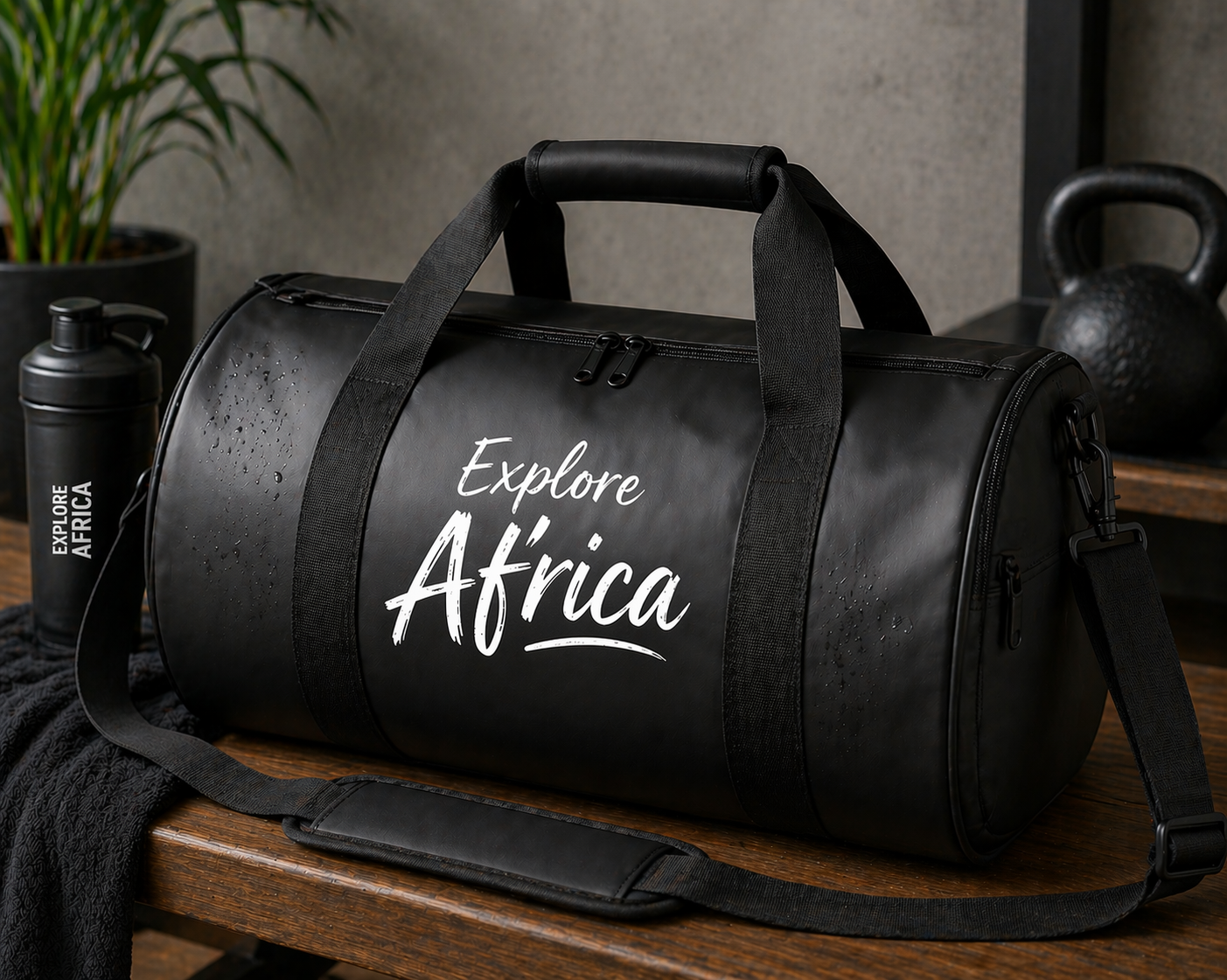 Explore Africa Black Duffel Bag