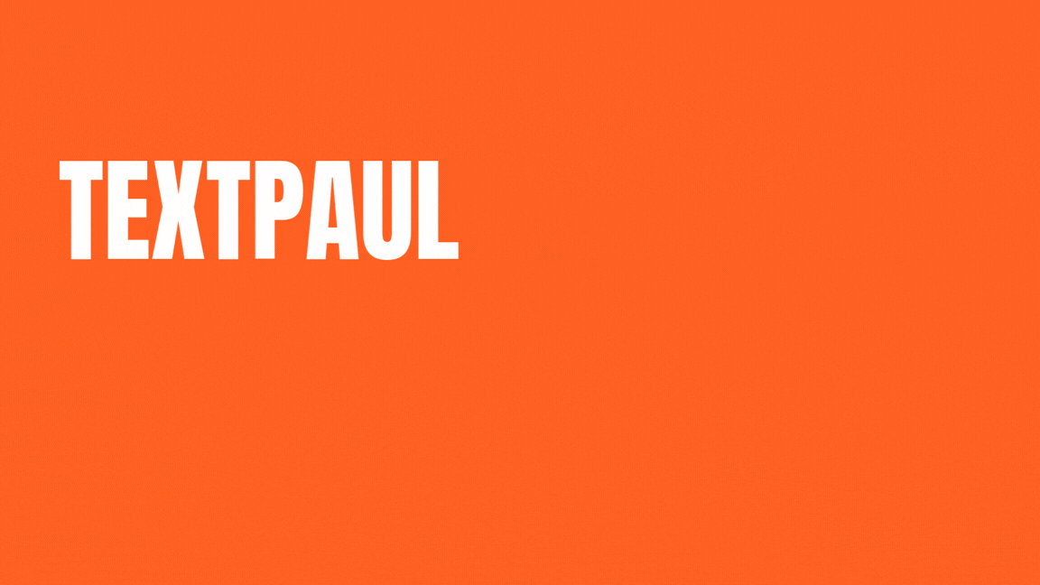 Orange Hintergrund mit weißem Text 'TEXTPAUL'