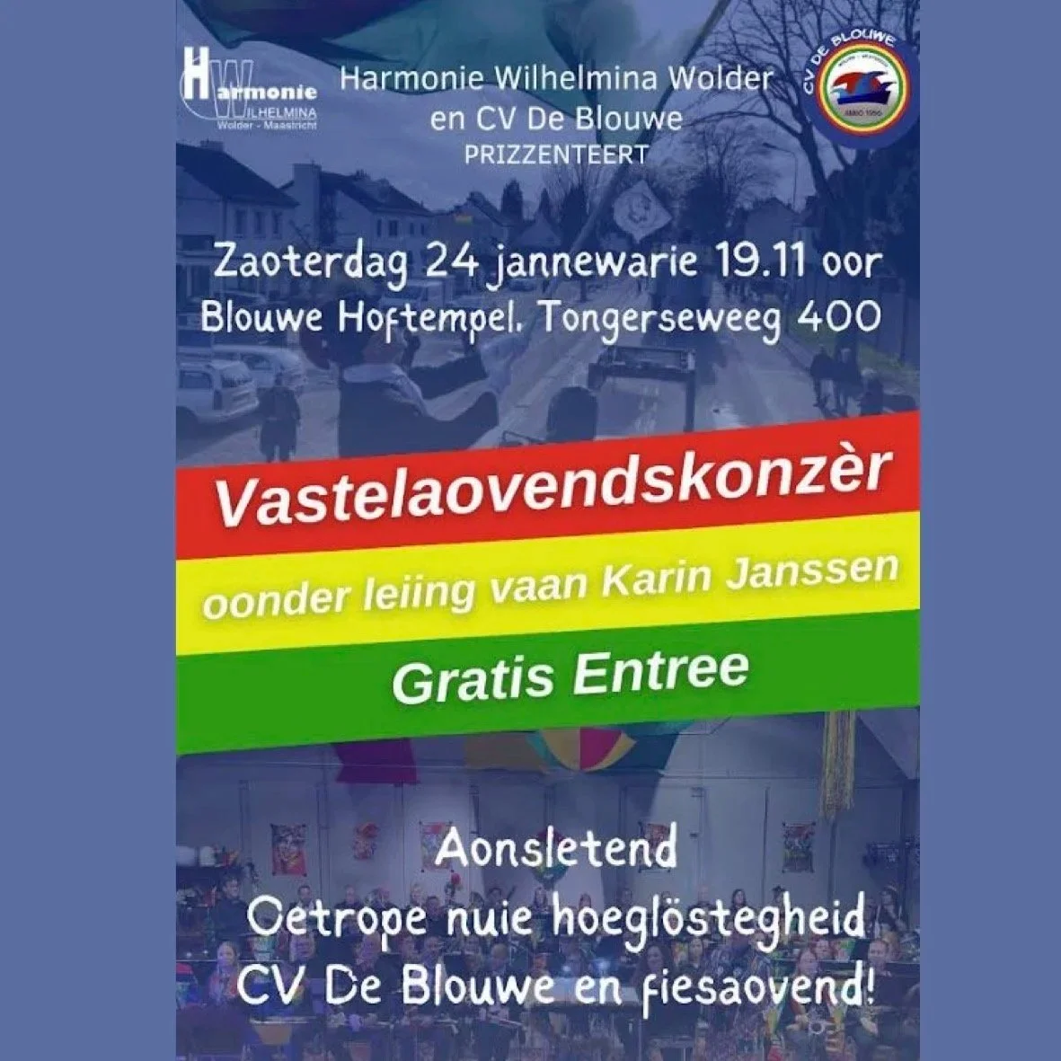 Carnavalsconcert en uitroepen Prins(es) Harmonie Wilhelmina