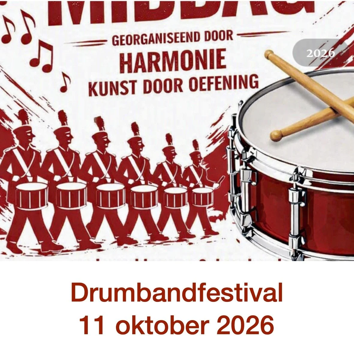 Drumbandfestival Kunst Door Oefening, deelname jeugddrumband Harmonie St. Petrus & Paulus