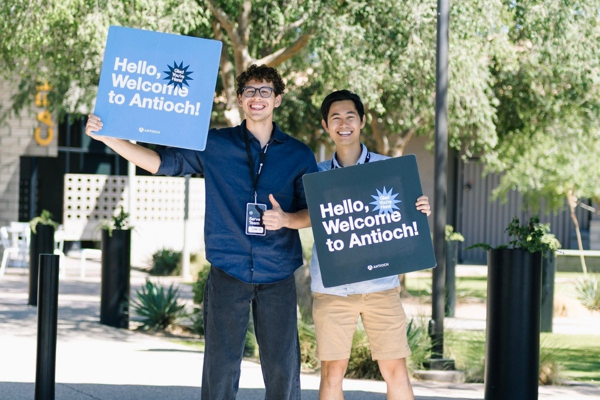 Greeters at Antioch Community Church in Chandler on Sunday morning