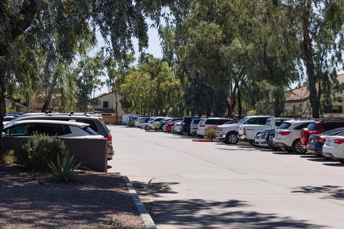 Parking lot at Antioch Community Church in Chandler off of Dobson Road