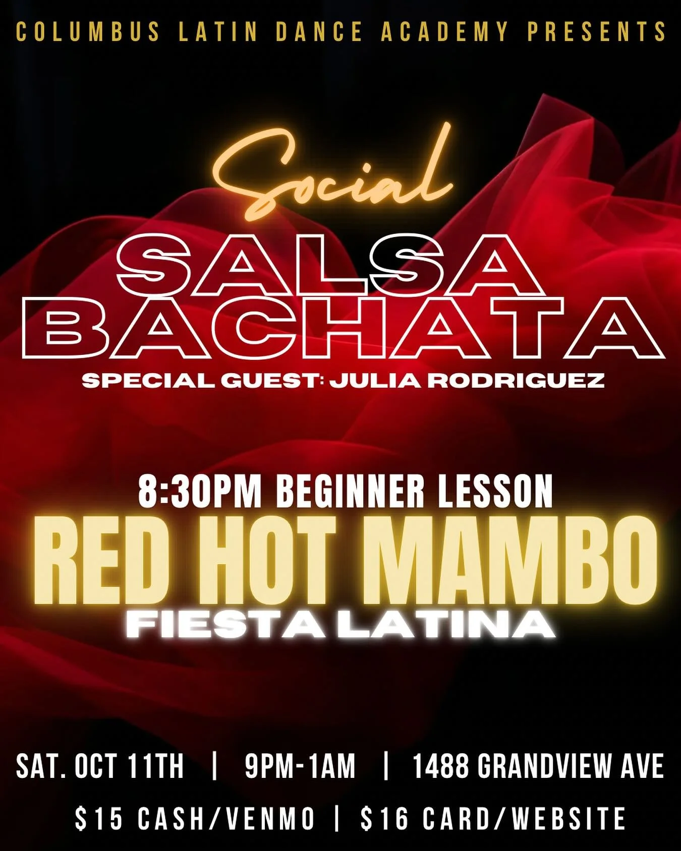 🔥 RED HOT MAMBO SOCIAL 🔥

Turn up the heat this Saturday with a night of salsa &amp; bachata you won&rsquo;t forget!

We&rsquo;re bringing the fire with:
🕺 Salsa &amp; Bachata Jack &amp; Jill Contest &mdash; bring your musicality, creativity &amp;
