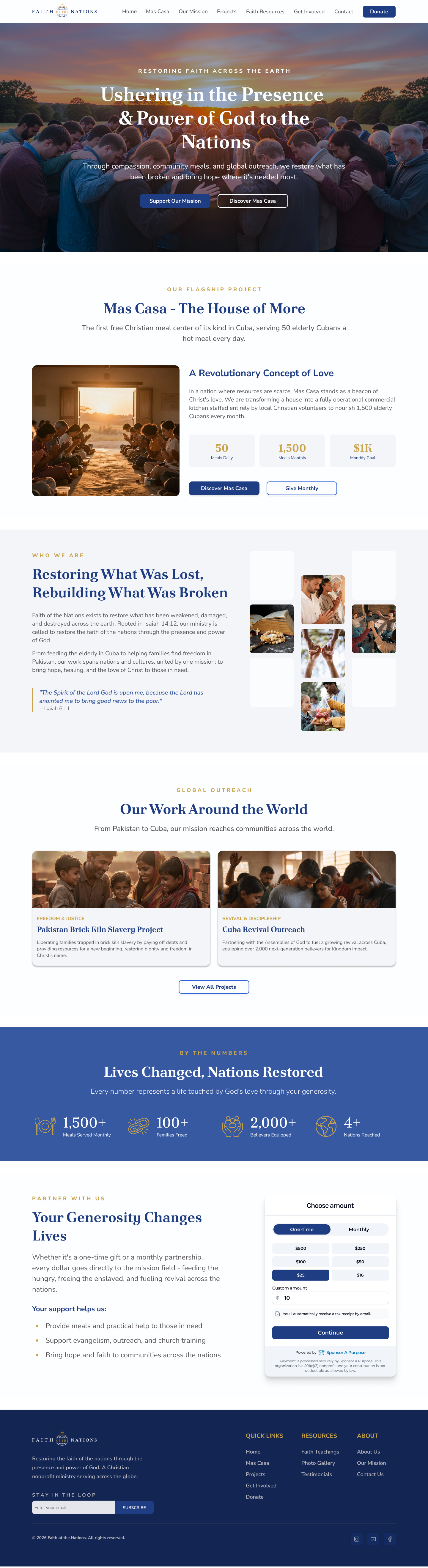 Faith of the Nations homepage design