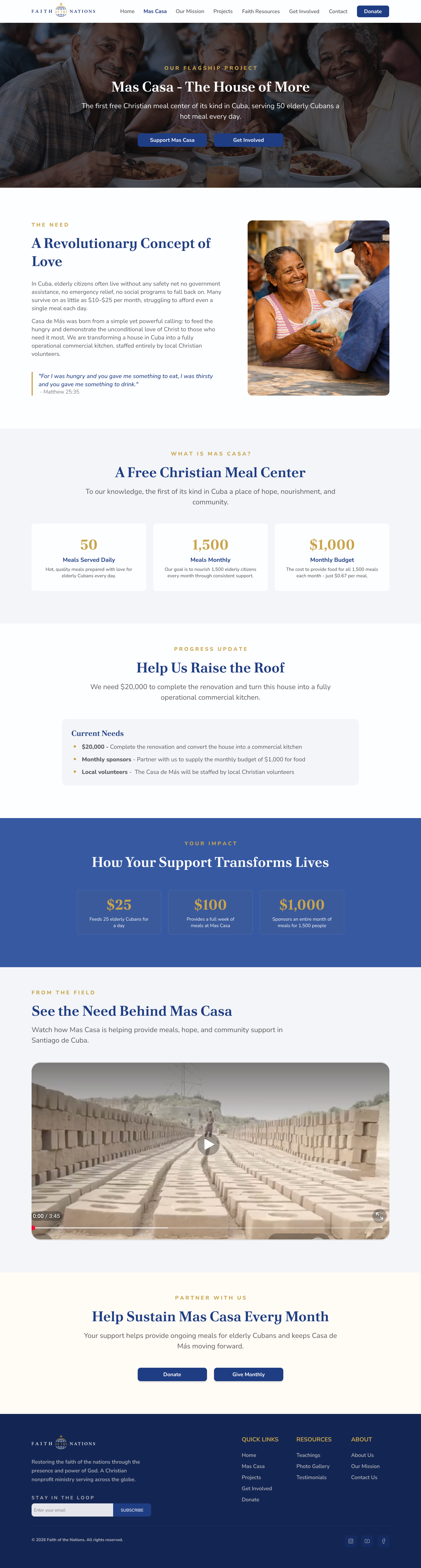 Faith of the Nations homepage design