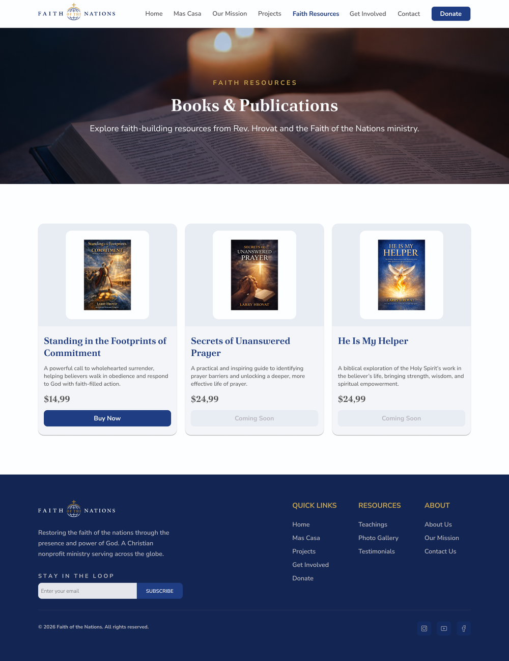 Faith of the Nations homepage design