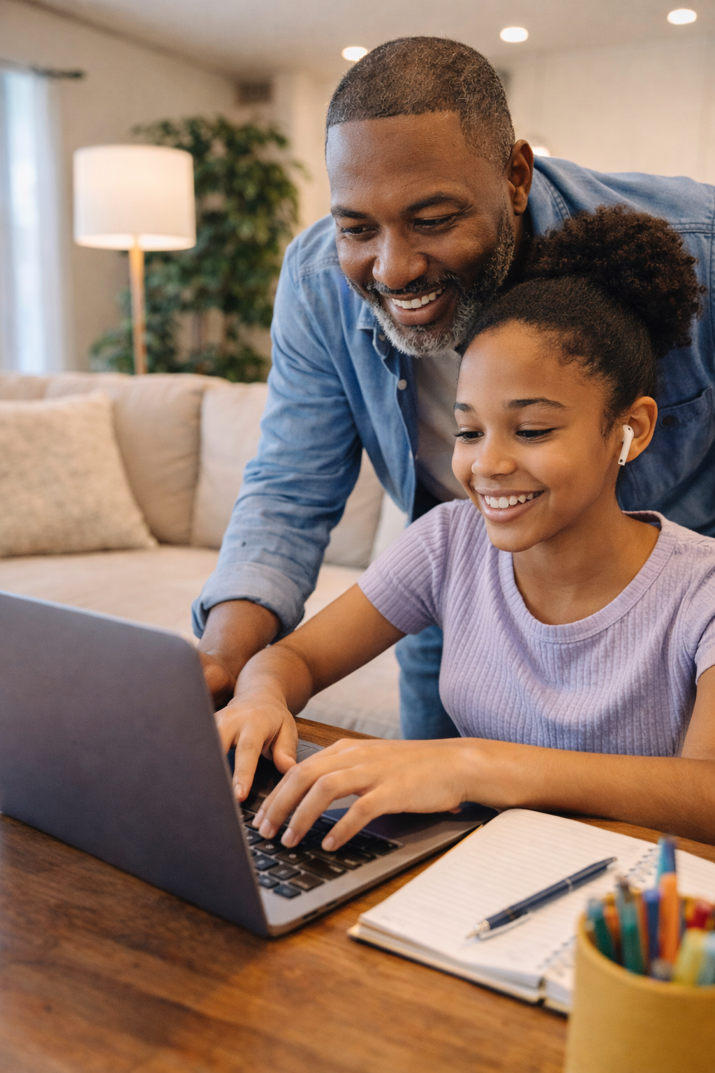 Parent supporting teen during an entrepreneurship learning experience