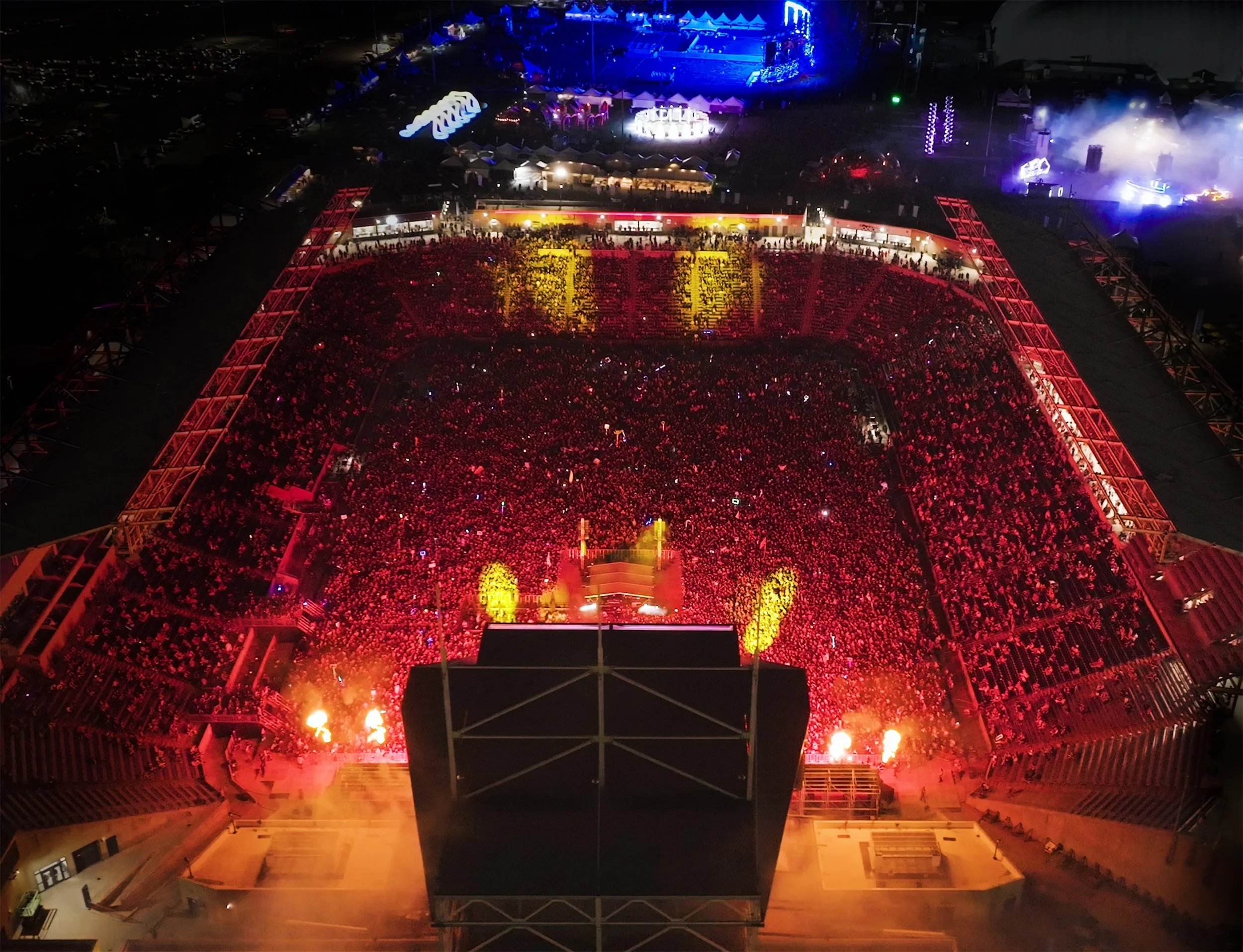 Aerial view of North Coast Music Festival filling SeatGeek Stadium during the three-day Chicago music festival.