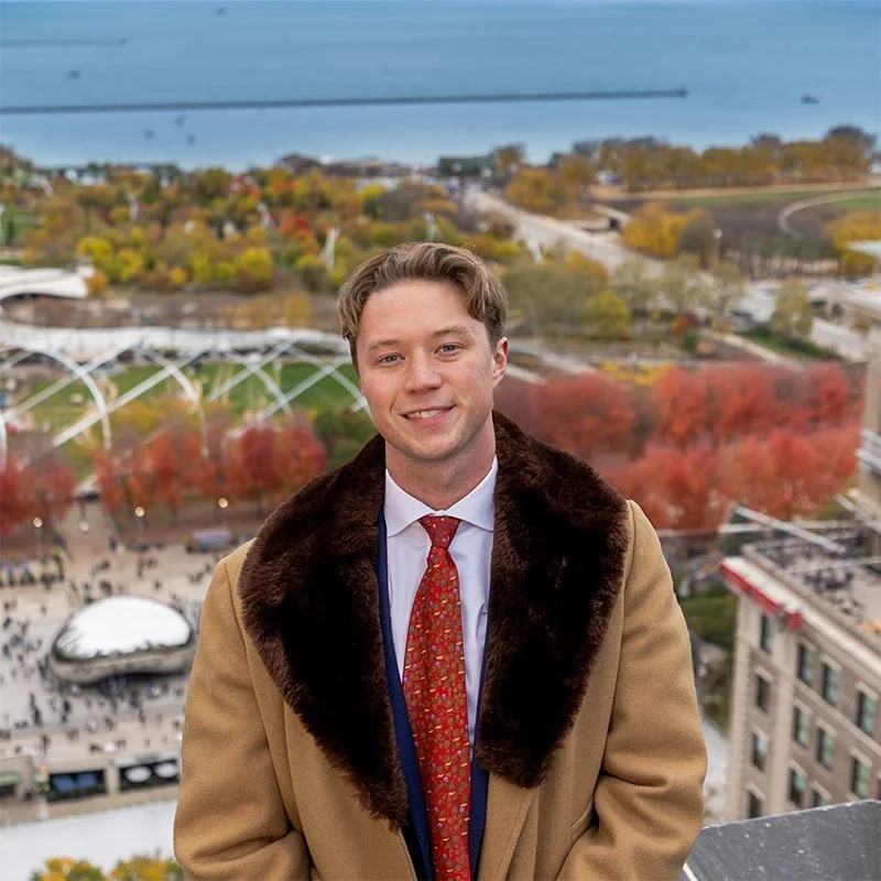 Elliott Pepich, founder of Clusive, overlooking Millennium Park and Lake Michigan in Chicago.