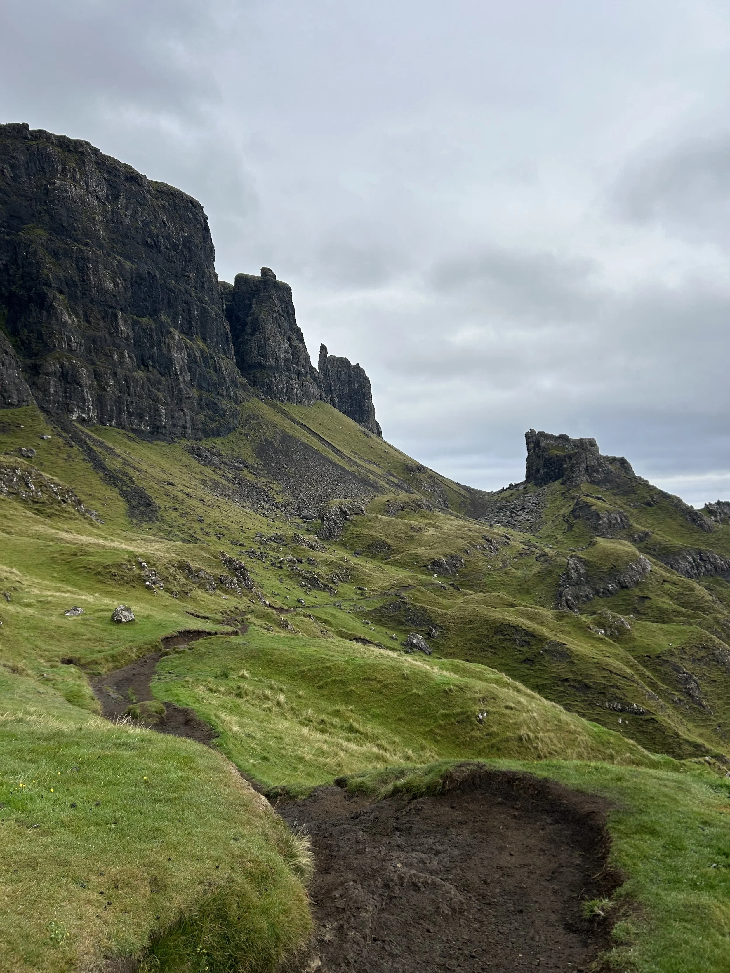 (A) A moody day hiking the Quiraing in the Isle of Skye