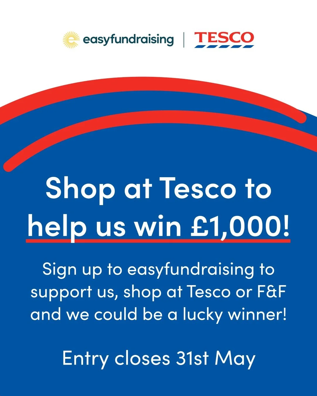 Shoutout to all the Tesco shoppers this month. Jenn&rsquo;s Gym could win a &pound;1,000 donation all thanks to your weekly shop 🛒
All you need to do is sign up to easyfundraising, then you can raise a cashback donation for us every time you shop on