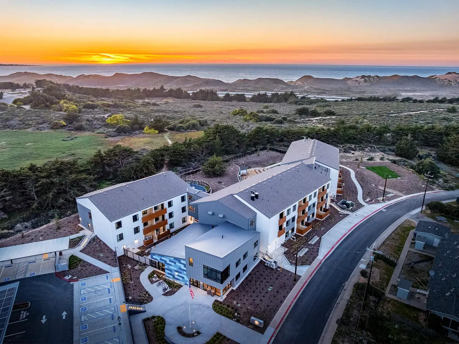Aerial drone photography of Fort Ord Base affordable housing development