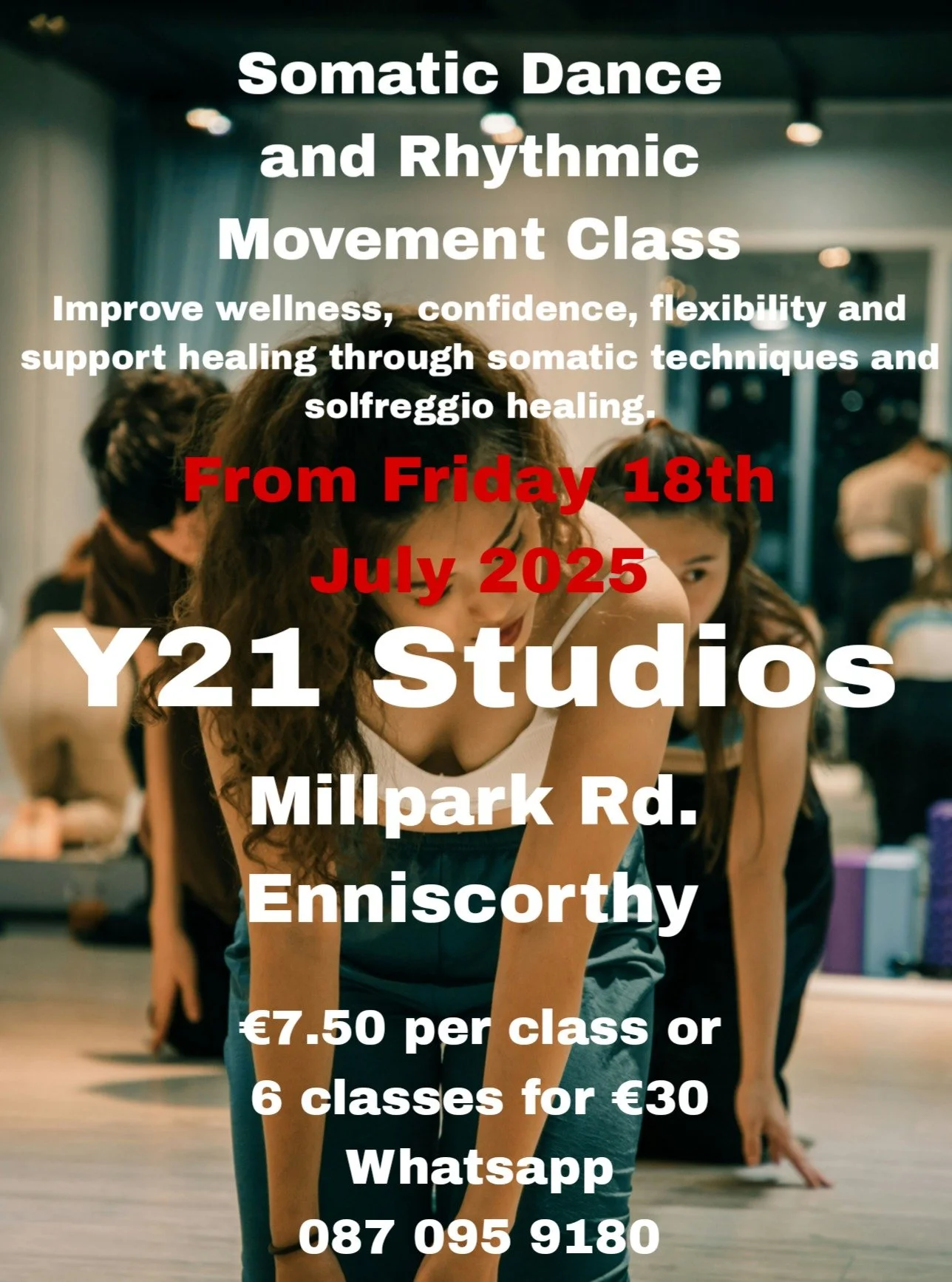Somatic Dance & Rhythmic Movement with Sarah
Reconnect with your body through movement designed to heal, energise, and empower. This gentle, expressive class combines somatic practices with rhythmic flow and Solfeggio healing frequencies to suppo