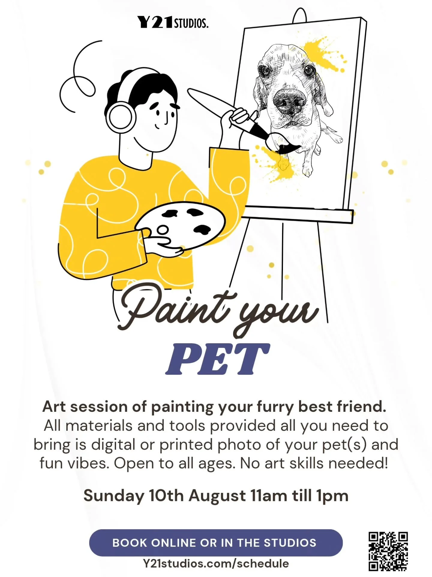 🎨 Paint Your Pet – Art Session 🐾
Join us on Saturday, August 10th | 11AM–1PM for a fun and relaxed creative session where you’ll turn your furry (or feathery!) friend into a masterpiece!
🖌️ No art skills needed – just brin