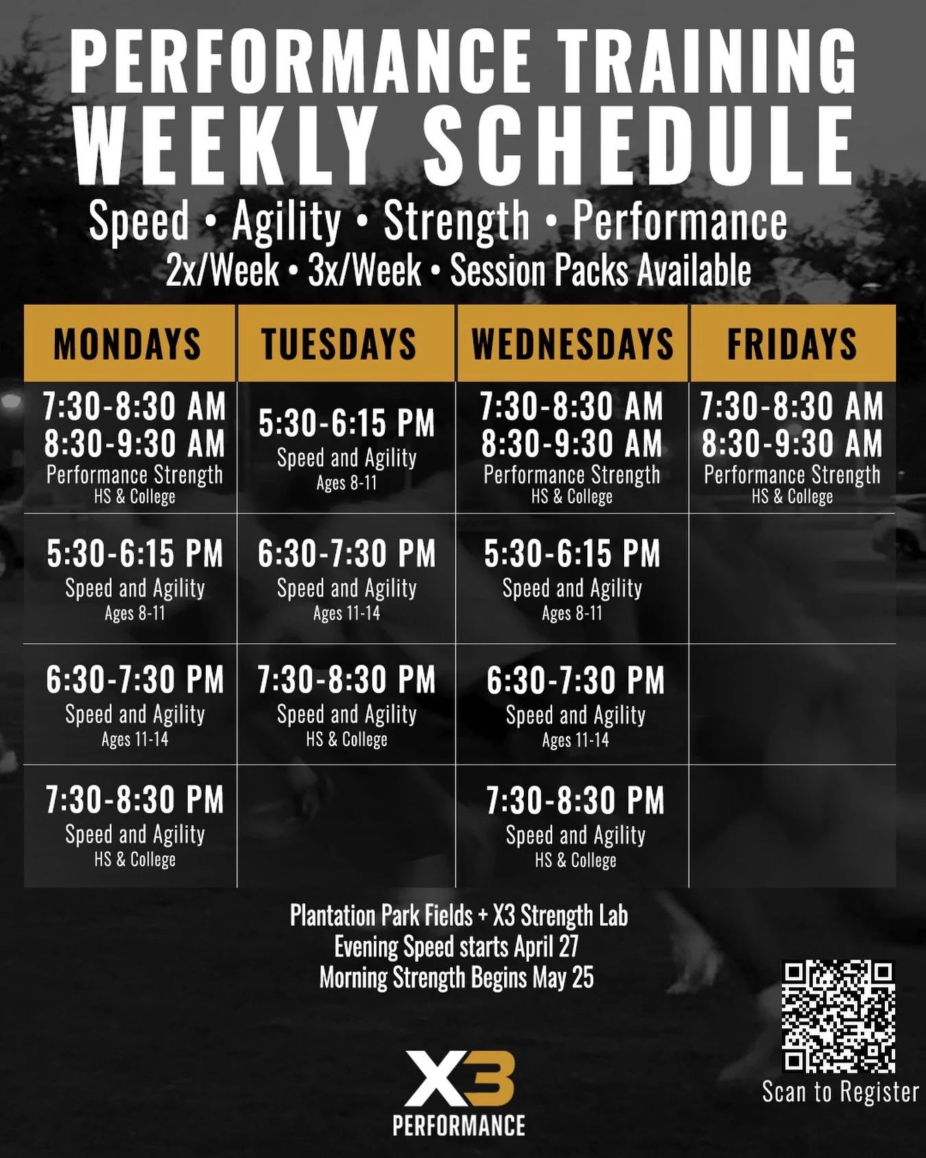 Evening speed programs begin April 27.
Morning strength begins May 25.
Youth, middle school, high school &amp; college options available.

Screenshot and tap the QR code 
DM with questions or visit link in bio.